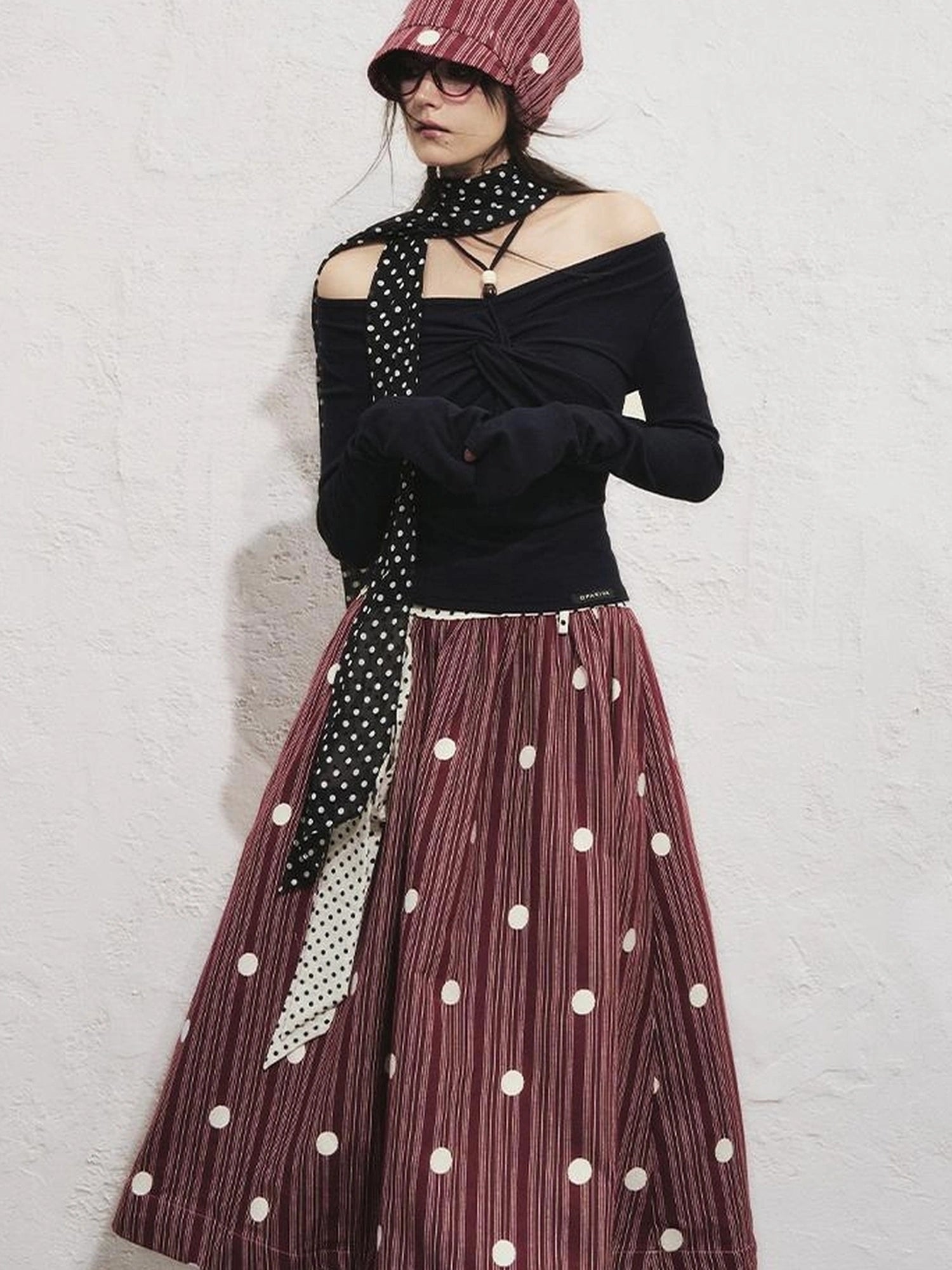 OfAkiva Sunset Love Knot Shoulder Beaded T-shirt