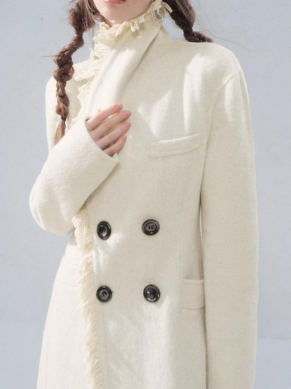 OfAkiva Thick Wool Vintage Slim Long Single Breasted Lapel For Mature Women Coat