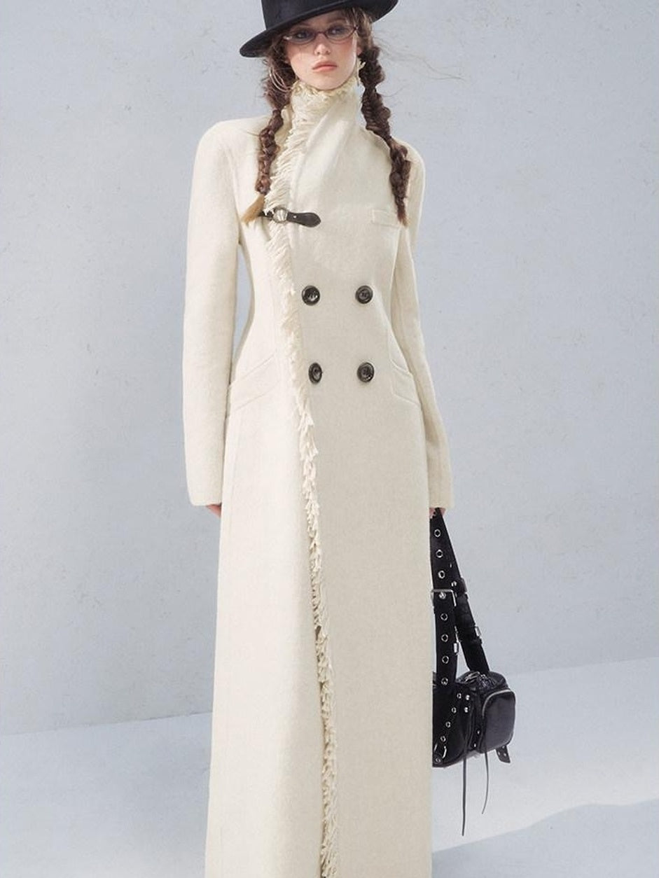 OfAkiva Thick Wool Vintage Slim Long Single Breasted Lapel For Mature Women Coat