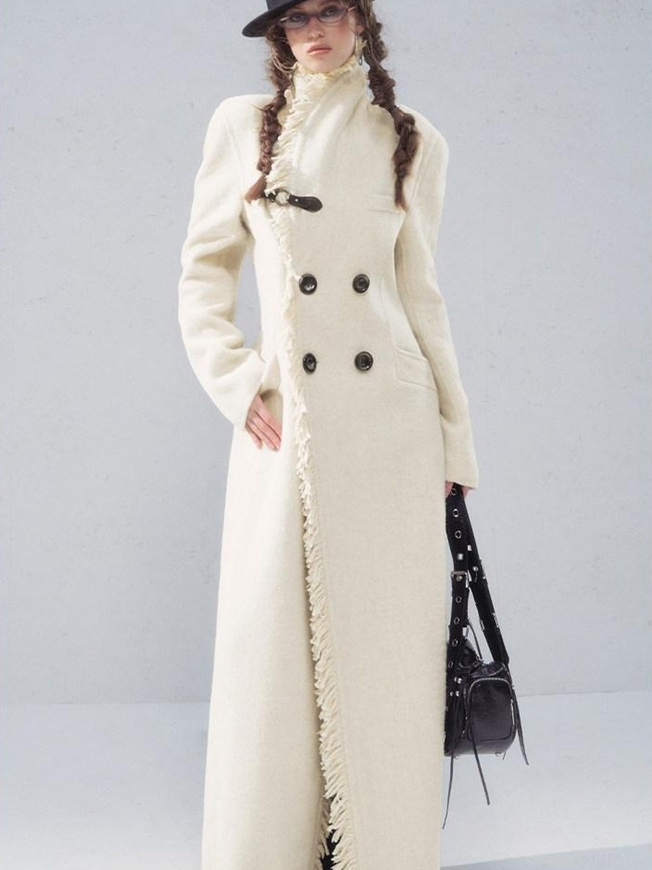 OfAkiva Thick Wool Vintage Slim Long Single Breasted Lapel For Mature Women Coat