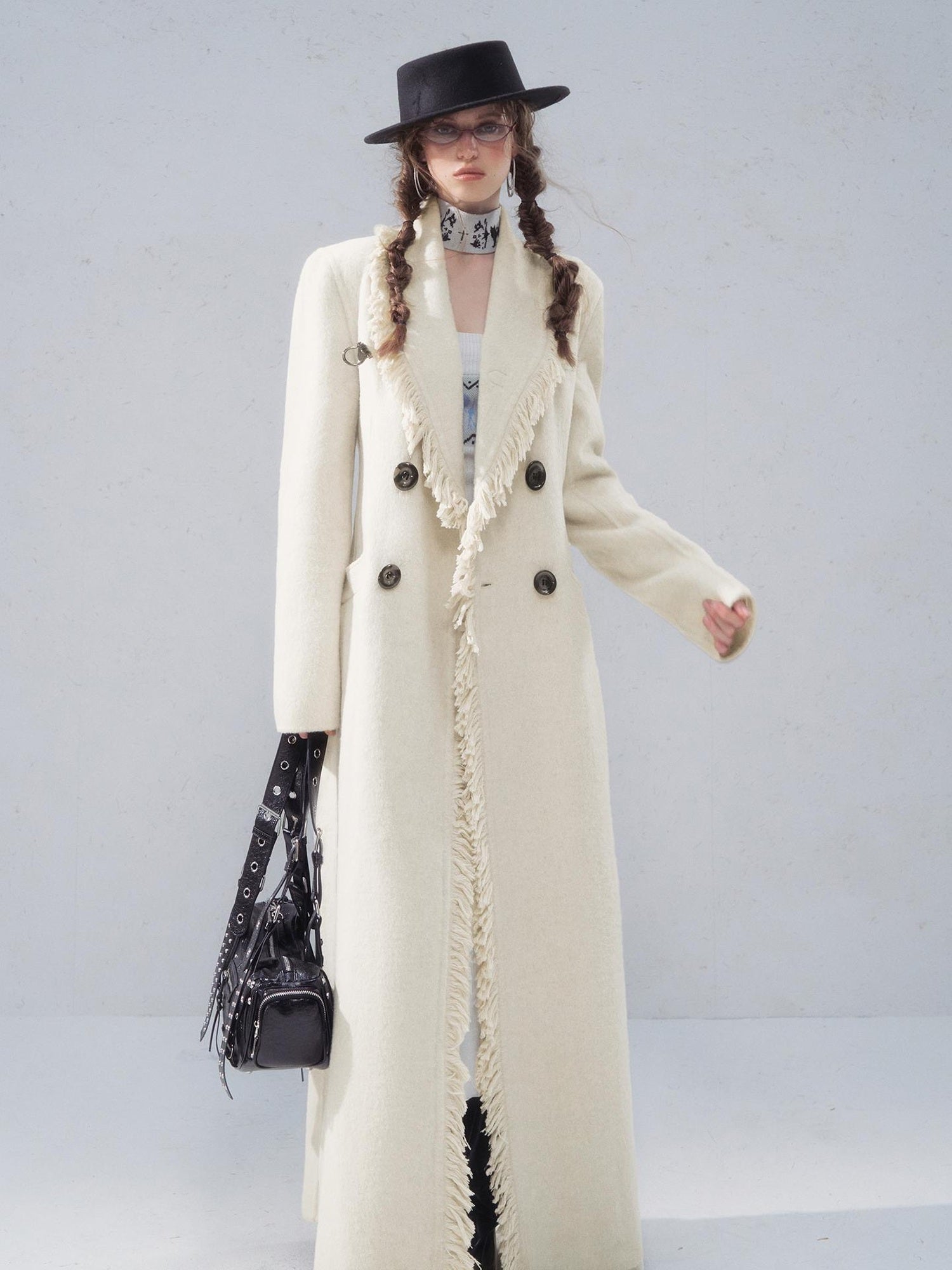 OfAkiva Thick Wool Vintage Slim Long Single Breasted Lapel For Mature Women Coat