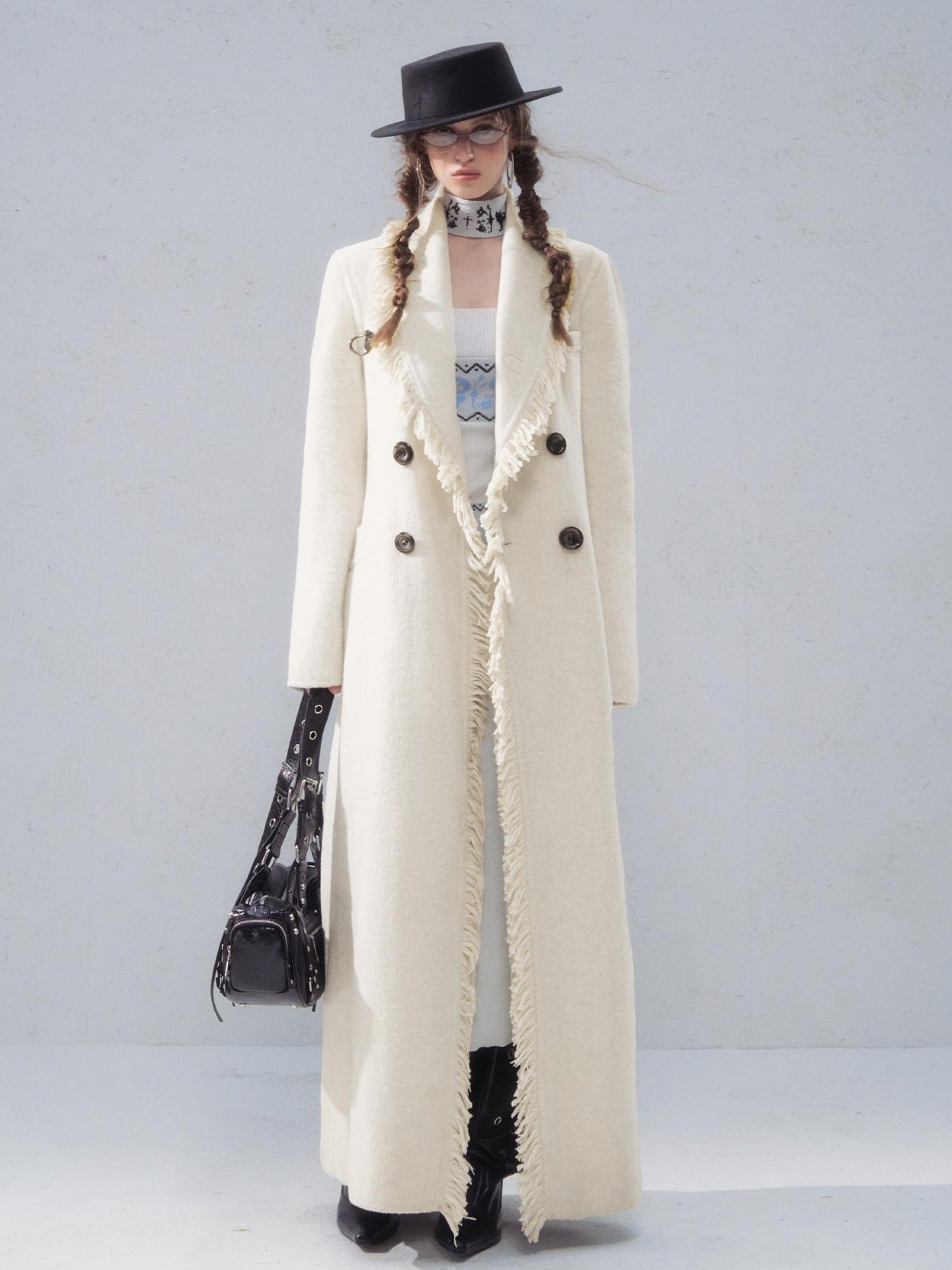 OfAkiva Thick Wool Vintage Slim Long Single Breasted Lapel For Mature Women Coat