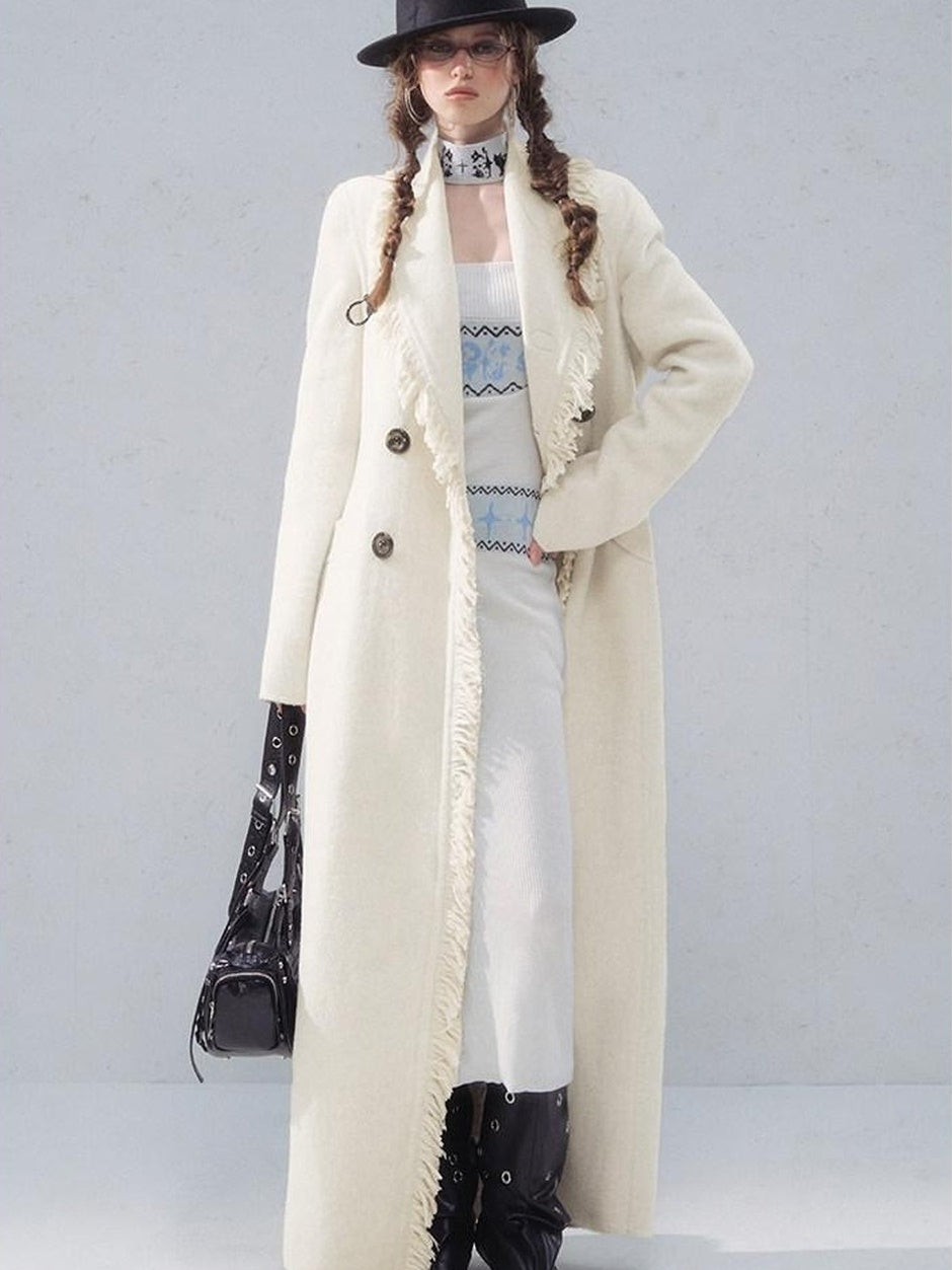 OfAkiva Thick Wool Vintage Slim Long Single Breasted Lapel For Mature Women Coat