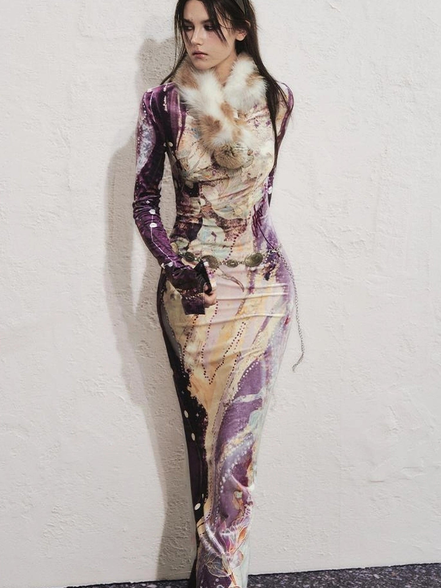 OfAkiva Tri Color White Floral Eco Fur Cat Collar