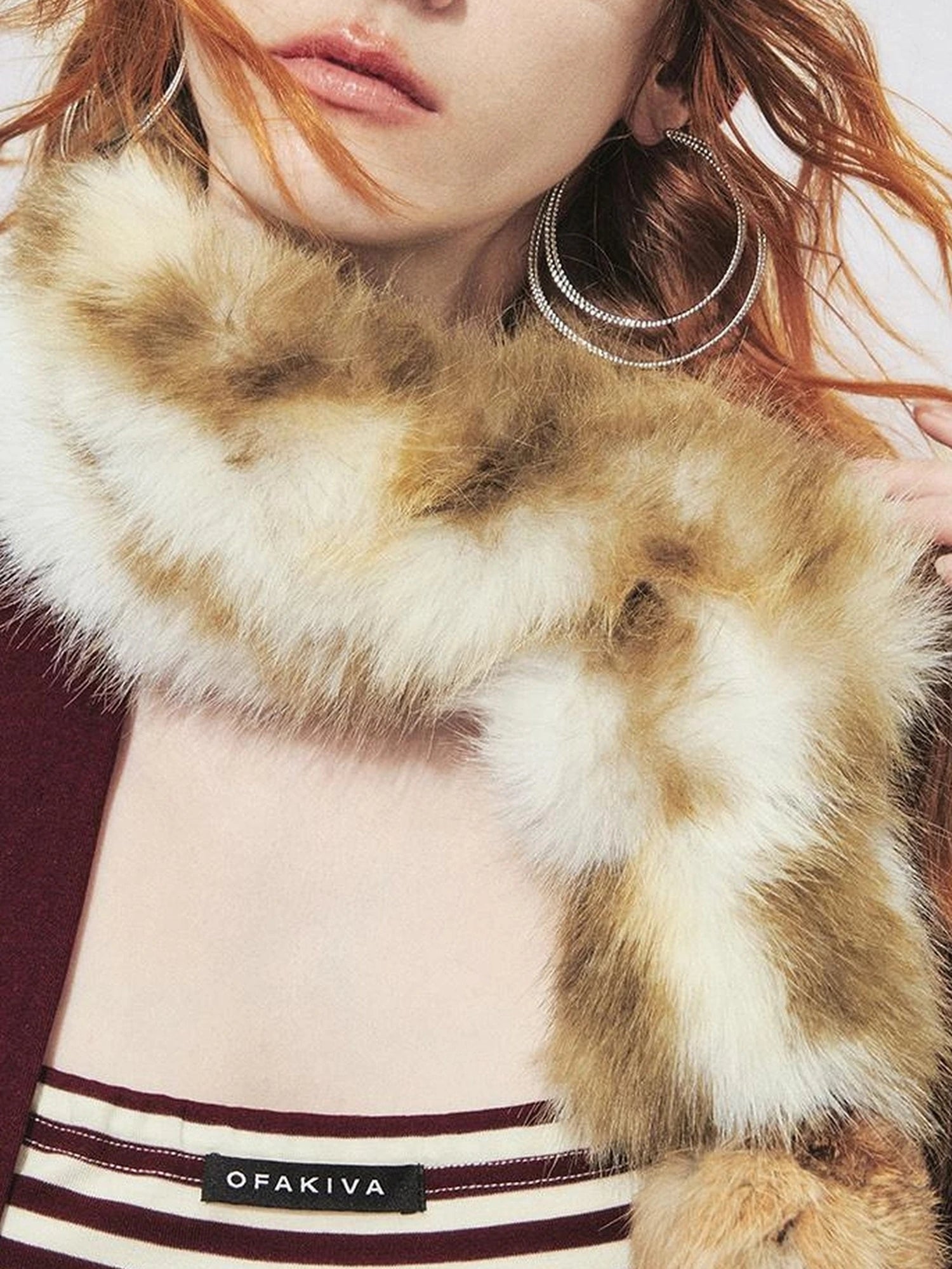 OfAkiva Tri Color White Floral Eco Fur Cat Collar