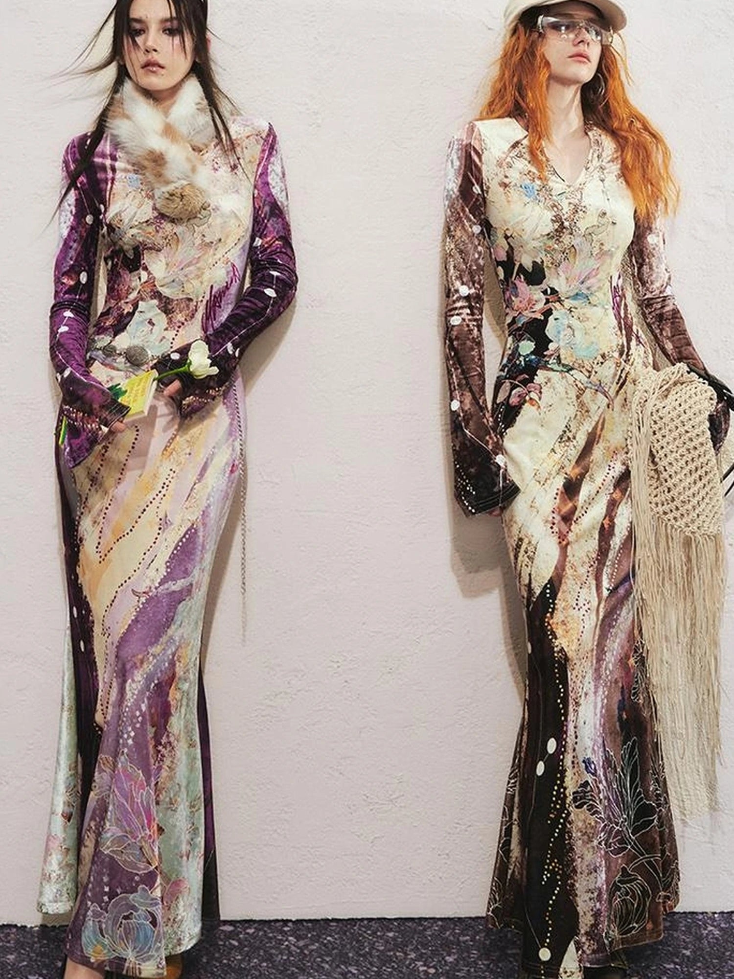 OfAkiva Tri Color White Floral Eco Fur Cat Collar