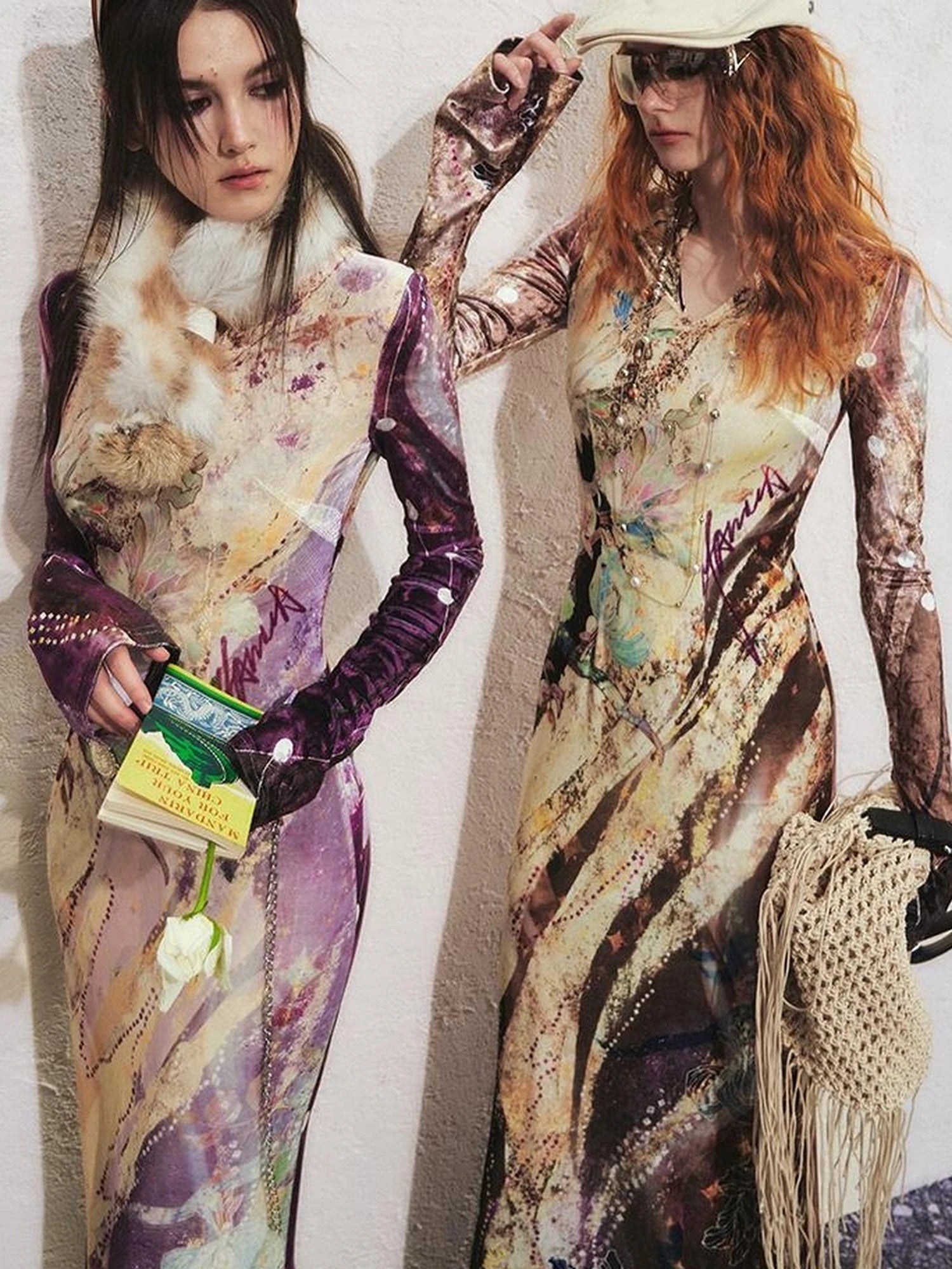 OfAkiva Tri Color White Floral Eco Fur Cat Collar