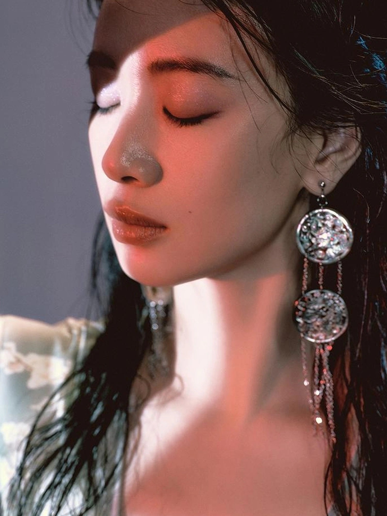 Tuscan Floral Sculpture Print Two Piece Dress V-neck T-shirt Long Sleeve