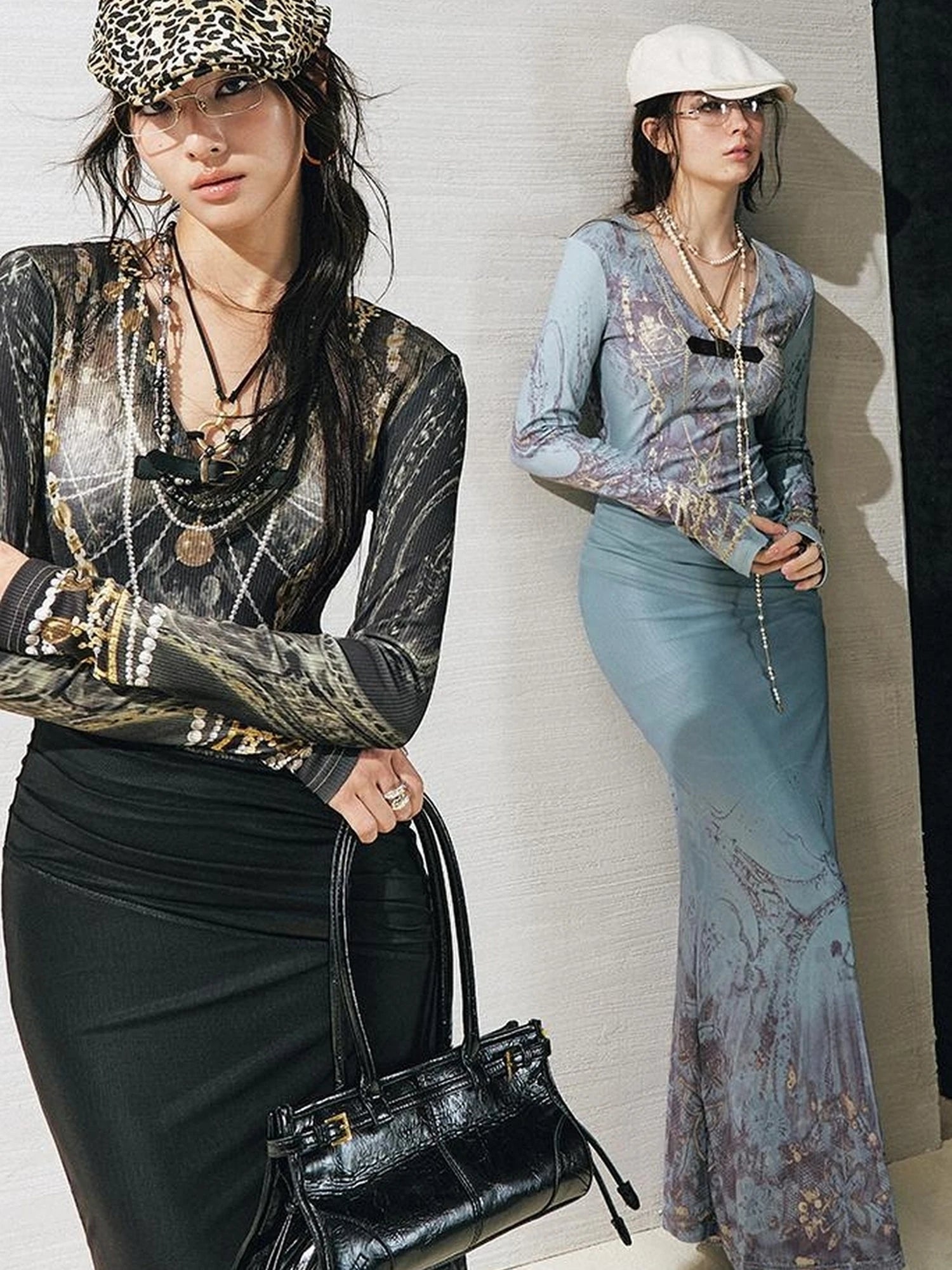 OfAkiva V-Neck Fishtail Maxi Dress With Floral Print