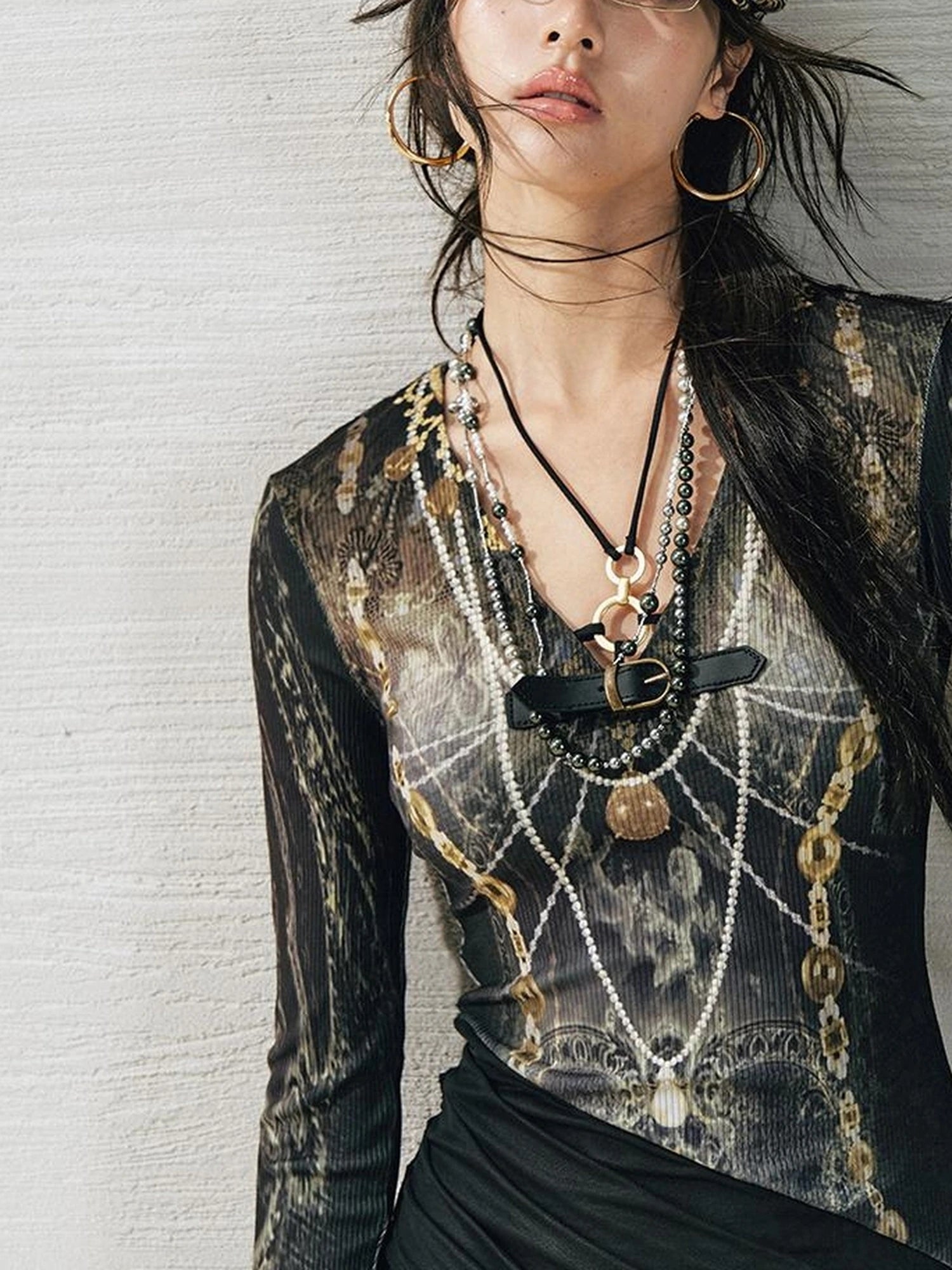 OfAkiva V-Neck Fishtail Maxi Dress With Floral Print