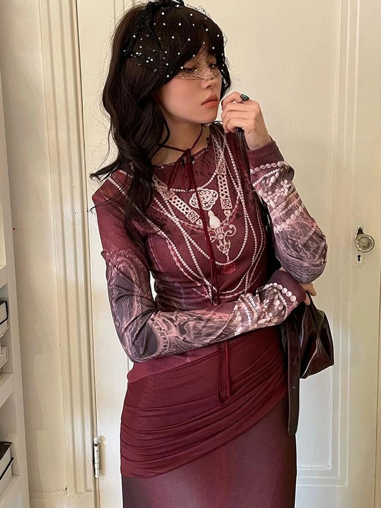 OfAkiva V-Neck Fishtail Maxi Dress With Floral Print