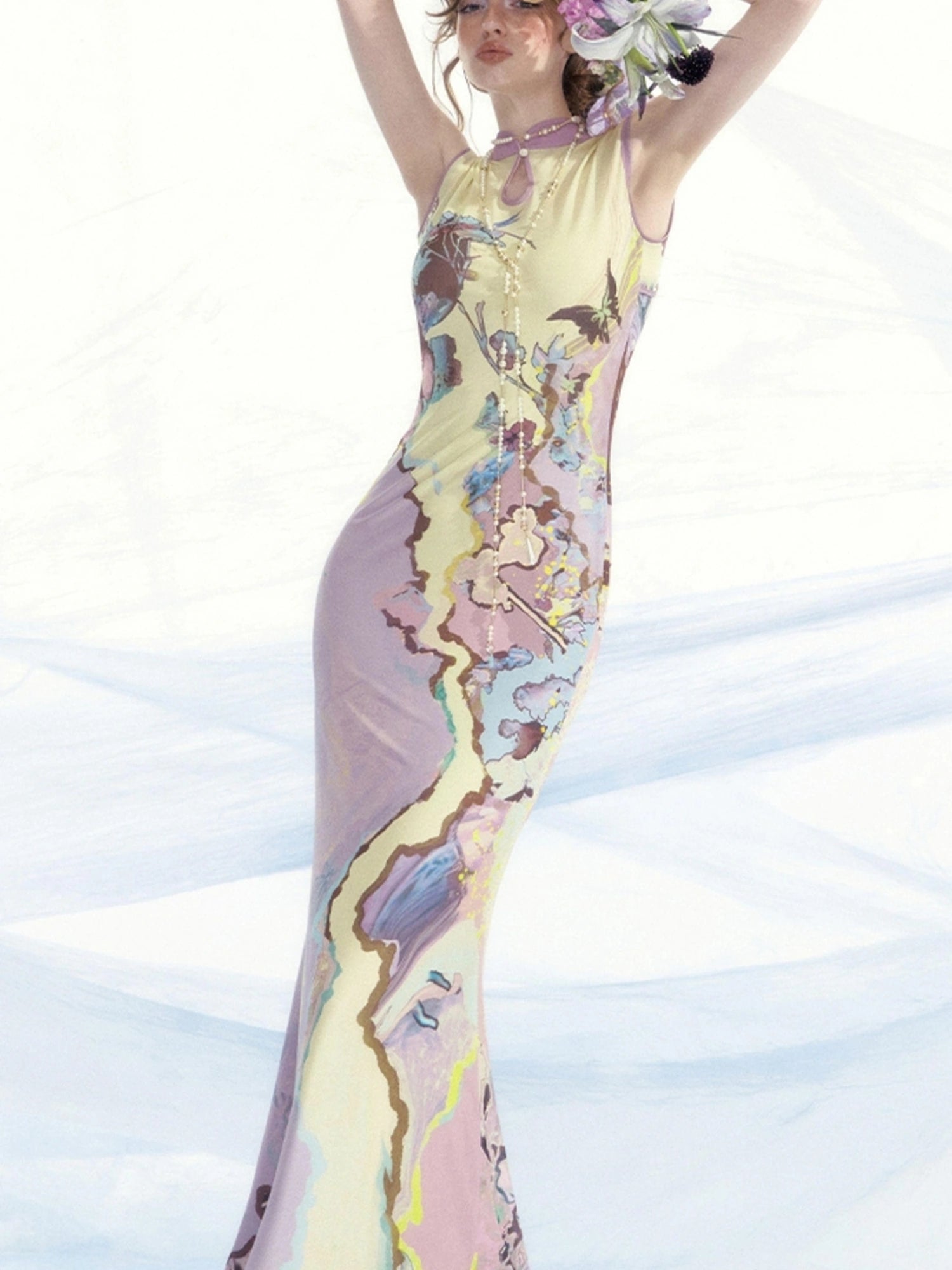 OfAkiva V-Neck T-Shirt Long-Sleeve Maxi Dress