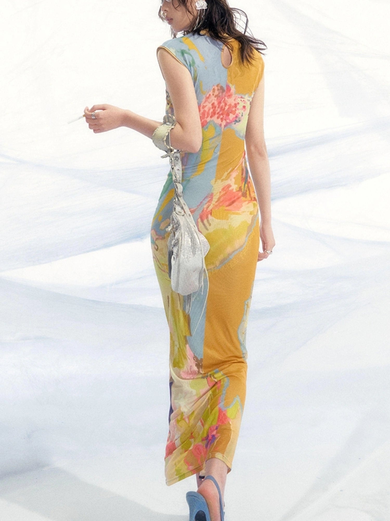 OfAkiva V-Neck T-Shirt Long-Sleeve Maxi Dress