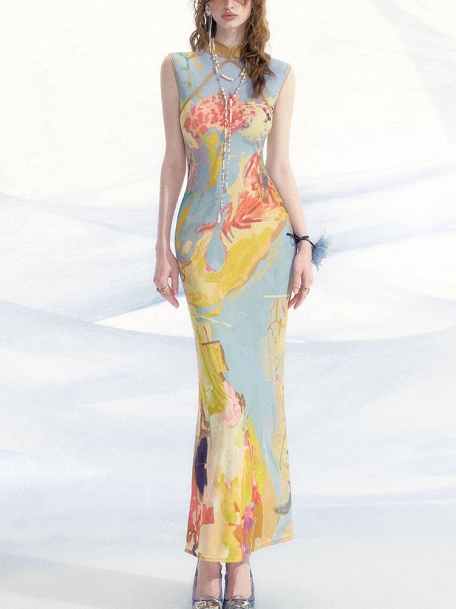 OfAkiva V-Neck T-Shirt Long-Sleeve Maxi Dress