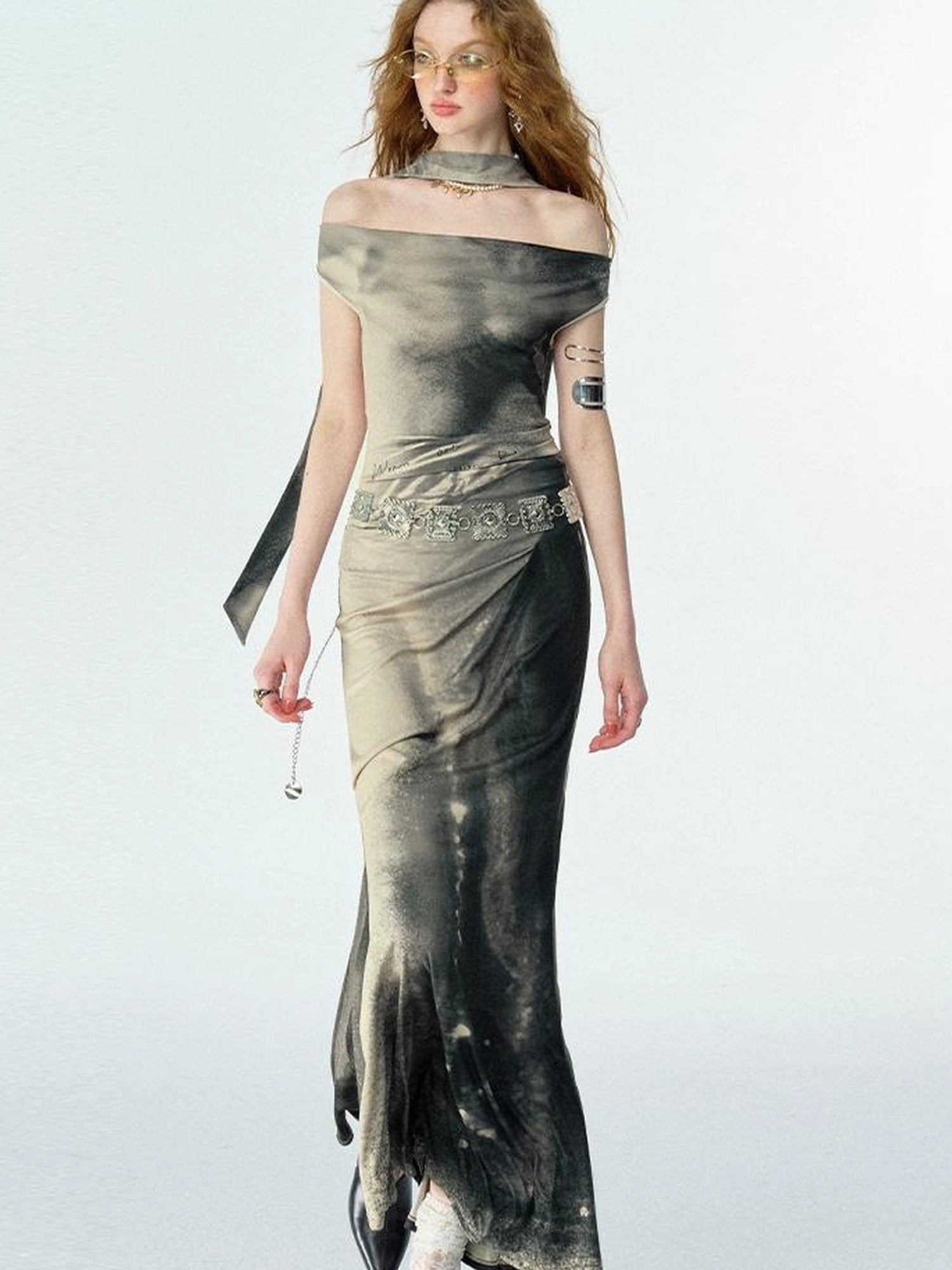 OfAkiva V-neck Draped Venus Slip Dress