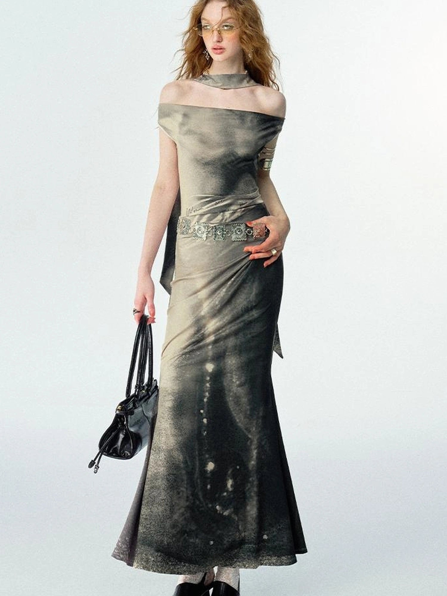 OfAkiva V-neck Draped Venus Slip Dress