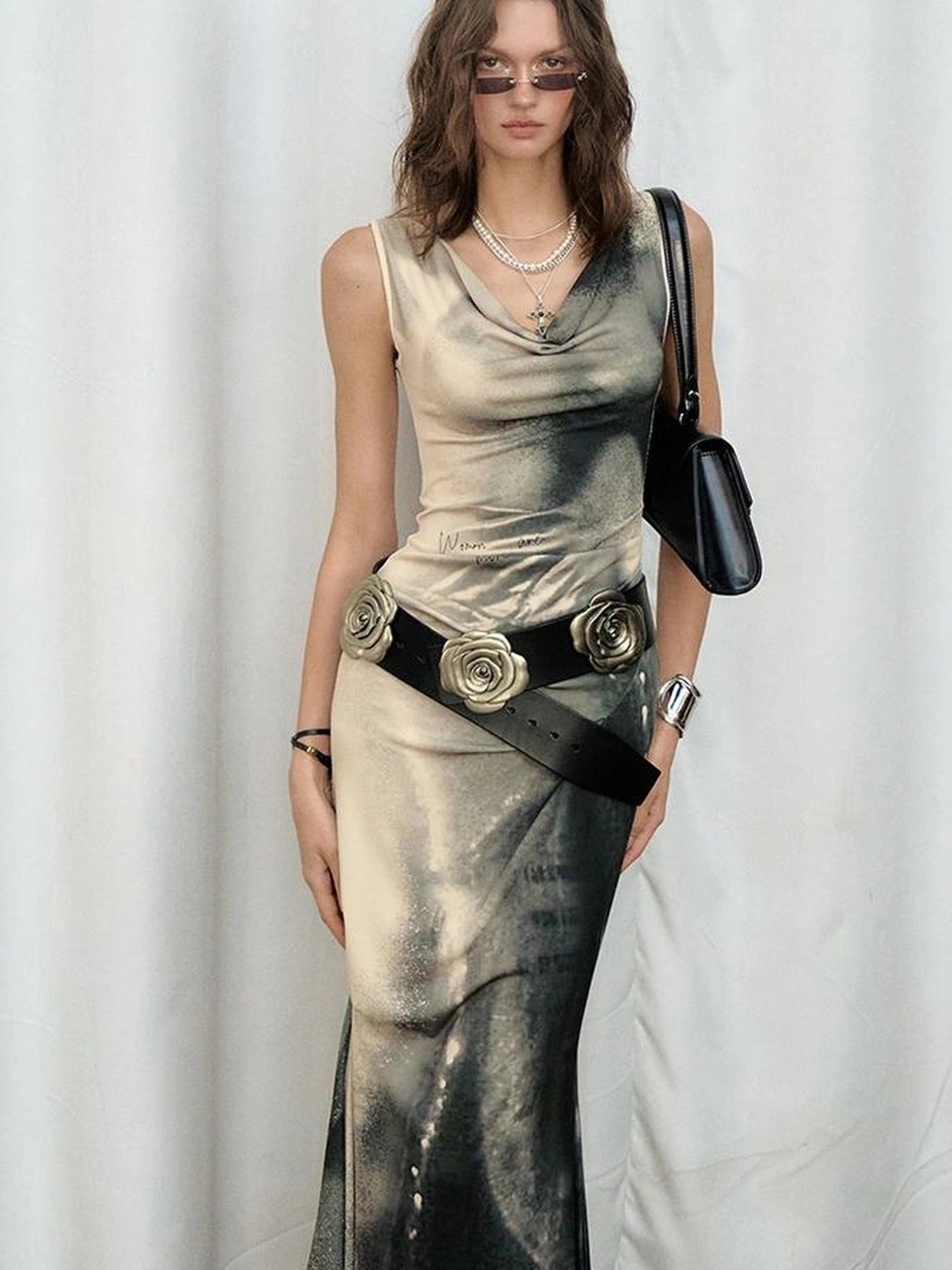 OfAkiva V-neck Draped Venus Slip Dress