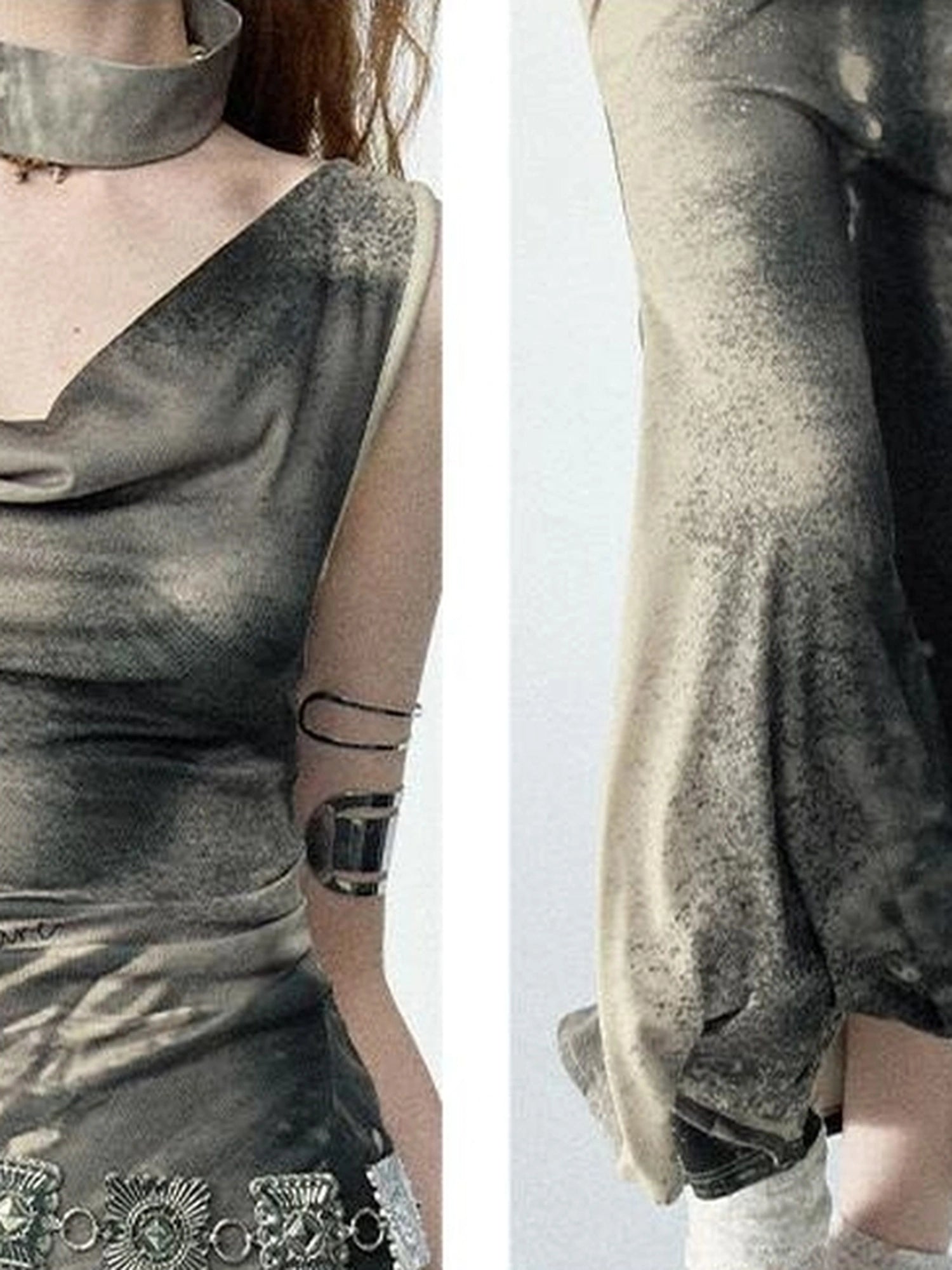 OfAkiva V-neck Draped Venus Slip Dress