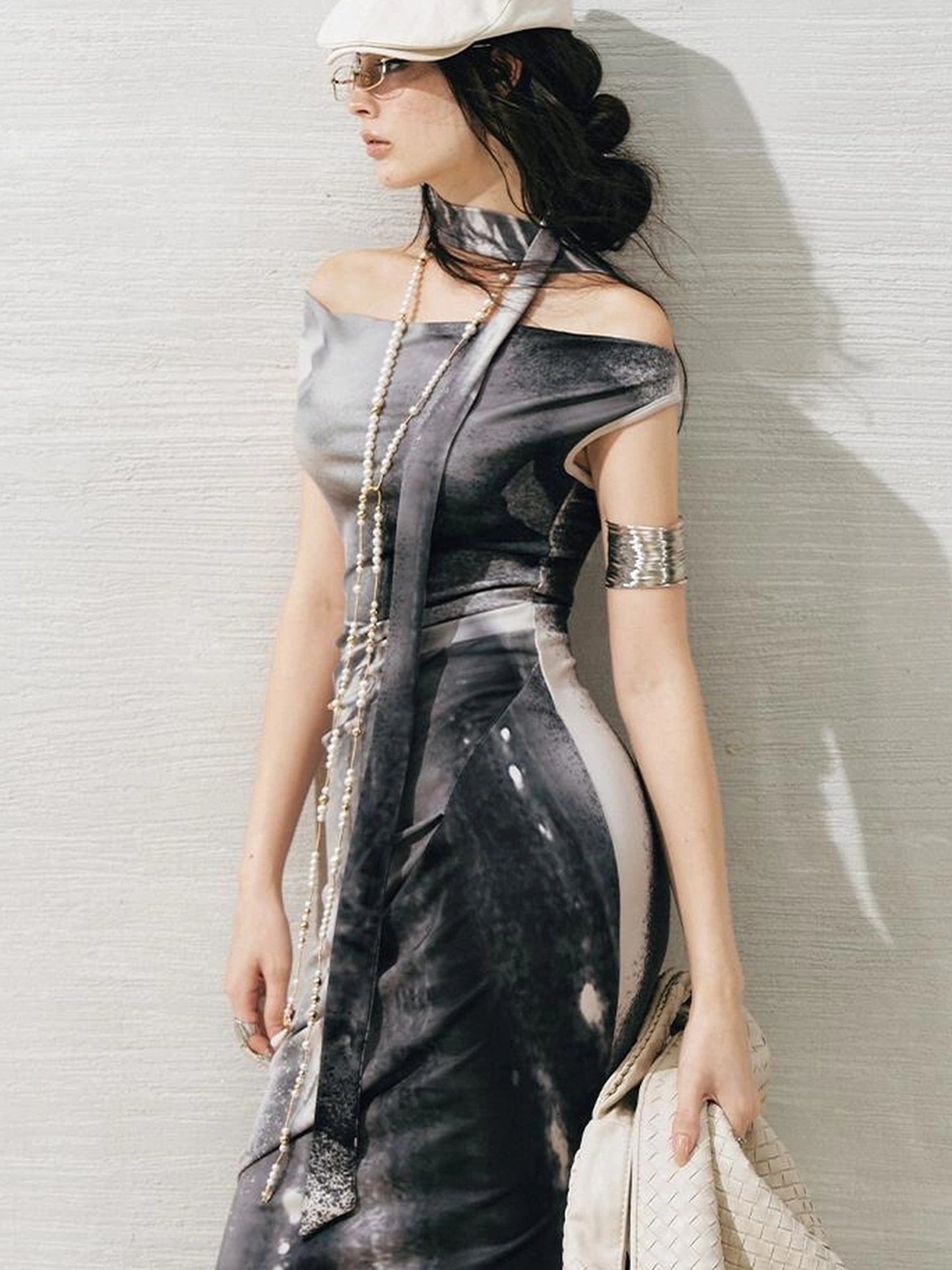 OfAkiva V-neck Draped Venus Slip Dress