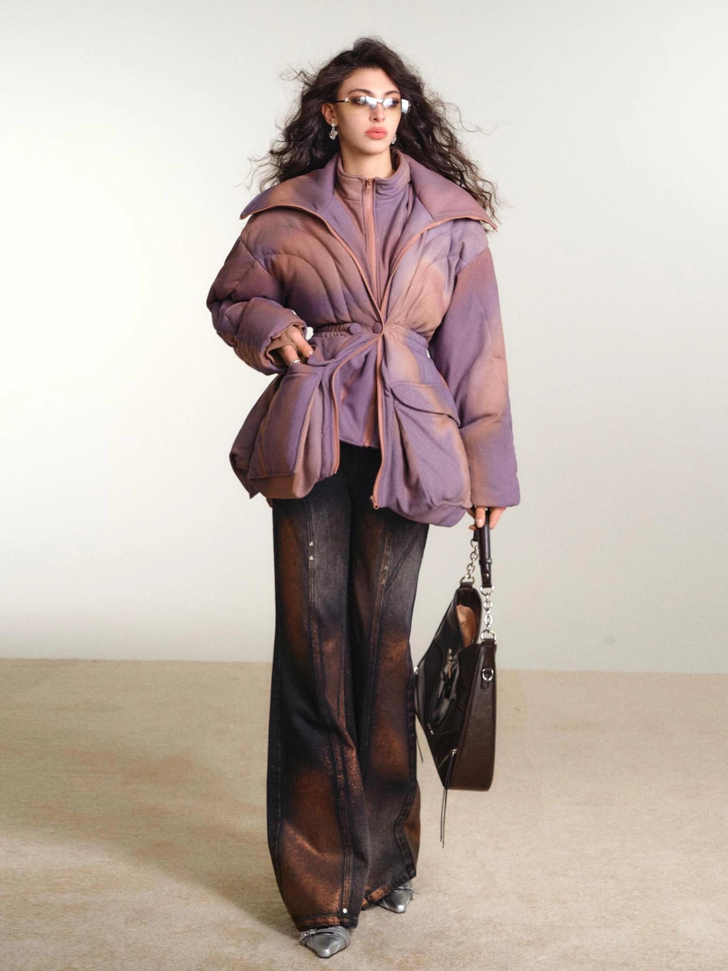 OfAkiva V-neck Quilted Down Jacket