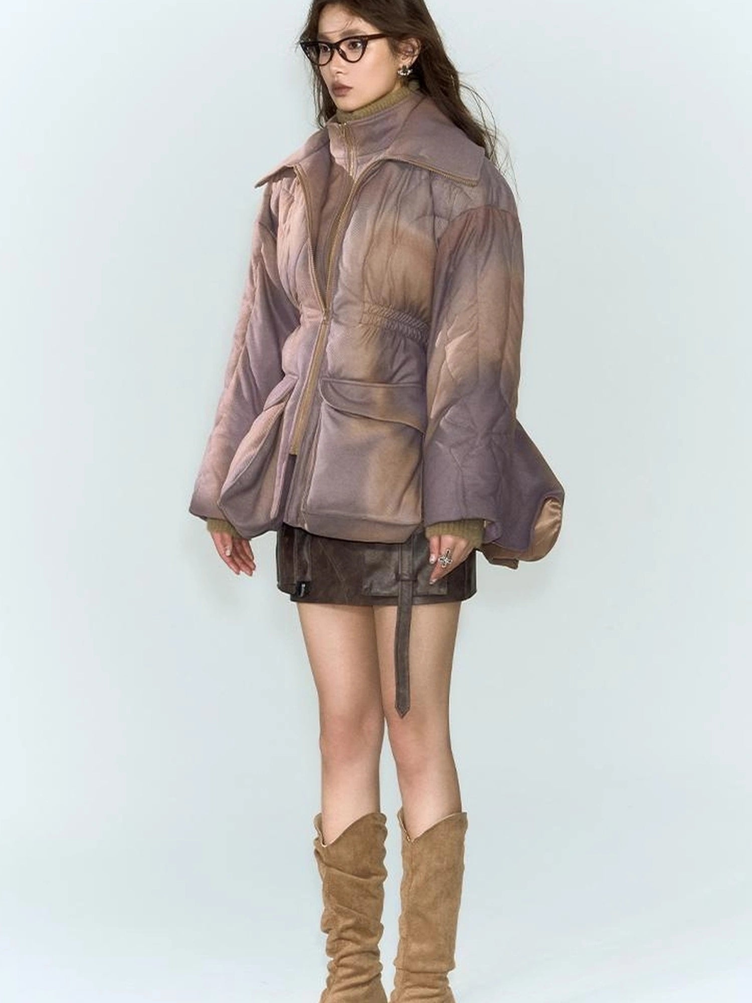 OfAkiva V-neck Quilted Down Jacket