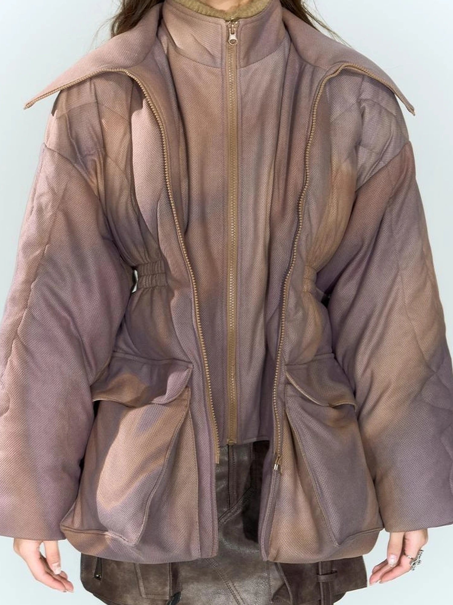 OfAkiva V-neck Quilted Down Jacket