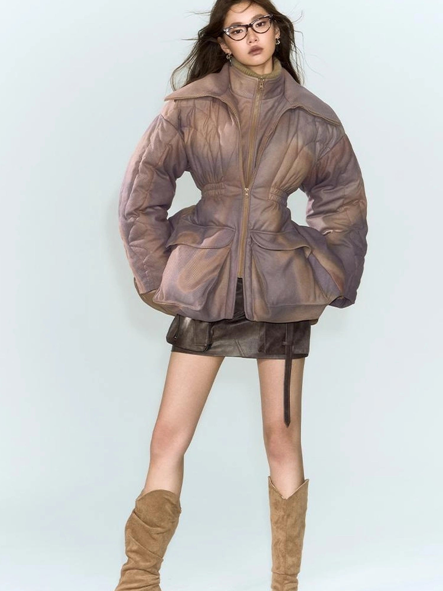 OfAkiva V-neck Quilted Down Jacket