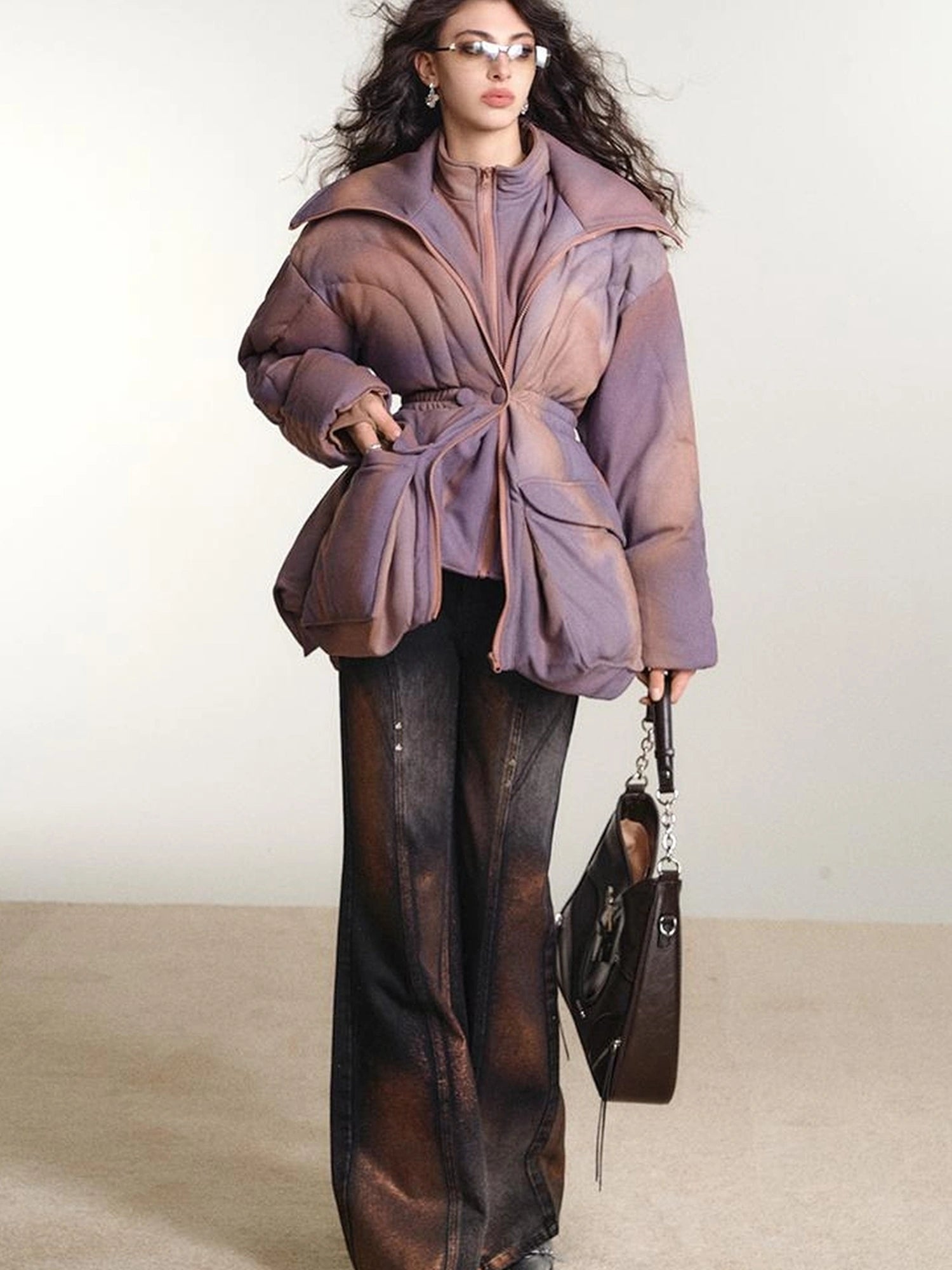 OfAkiva V-neck Quilted Down Jacket