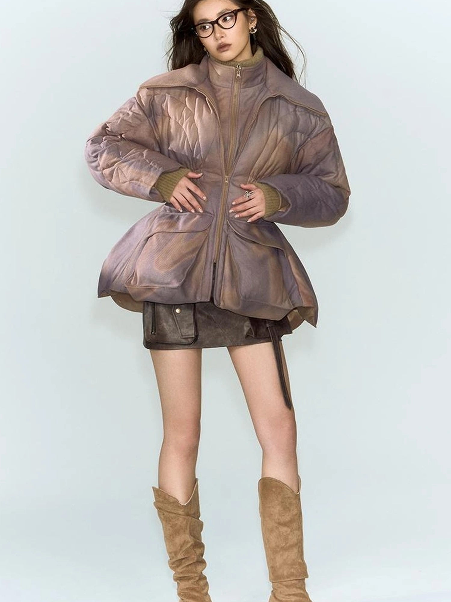 OfAkiva V-neck Quilted Down Jacket