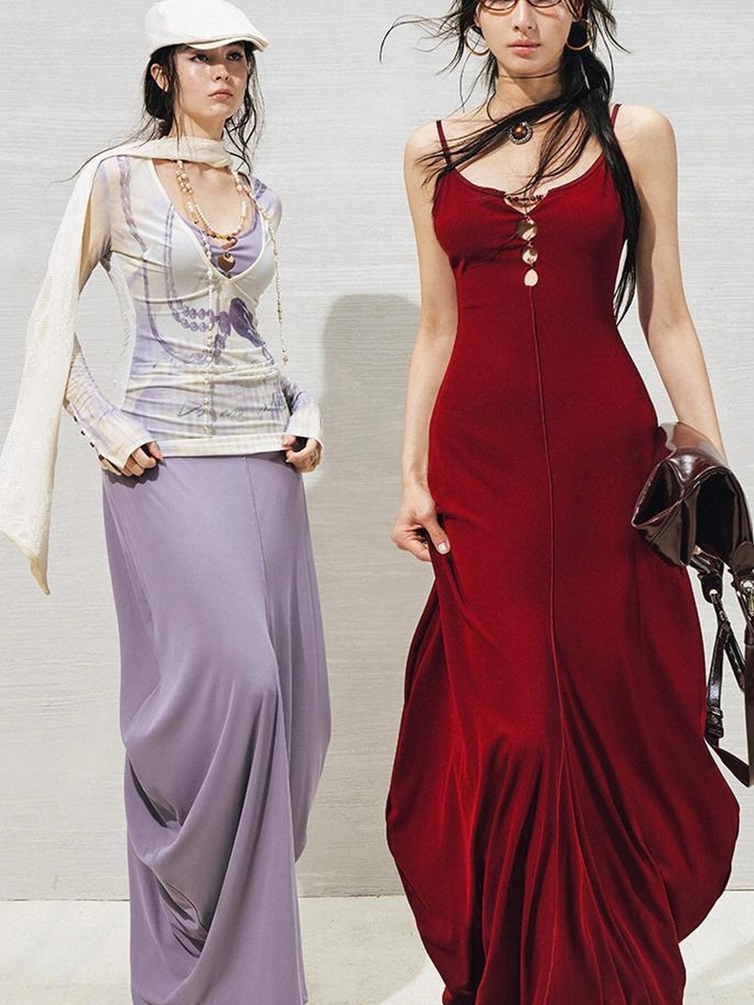 OfAkiva V-neck T-shirt Long Sleeve Relaxed Two Piece Dress