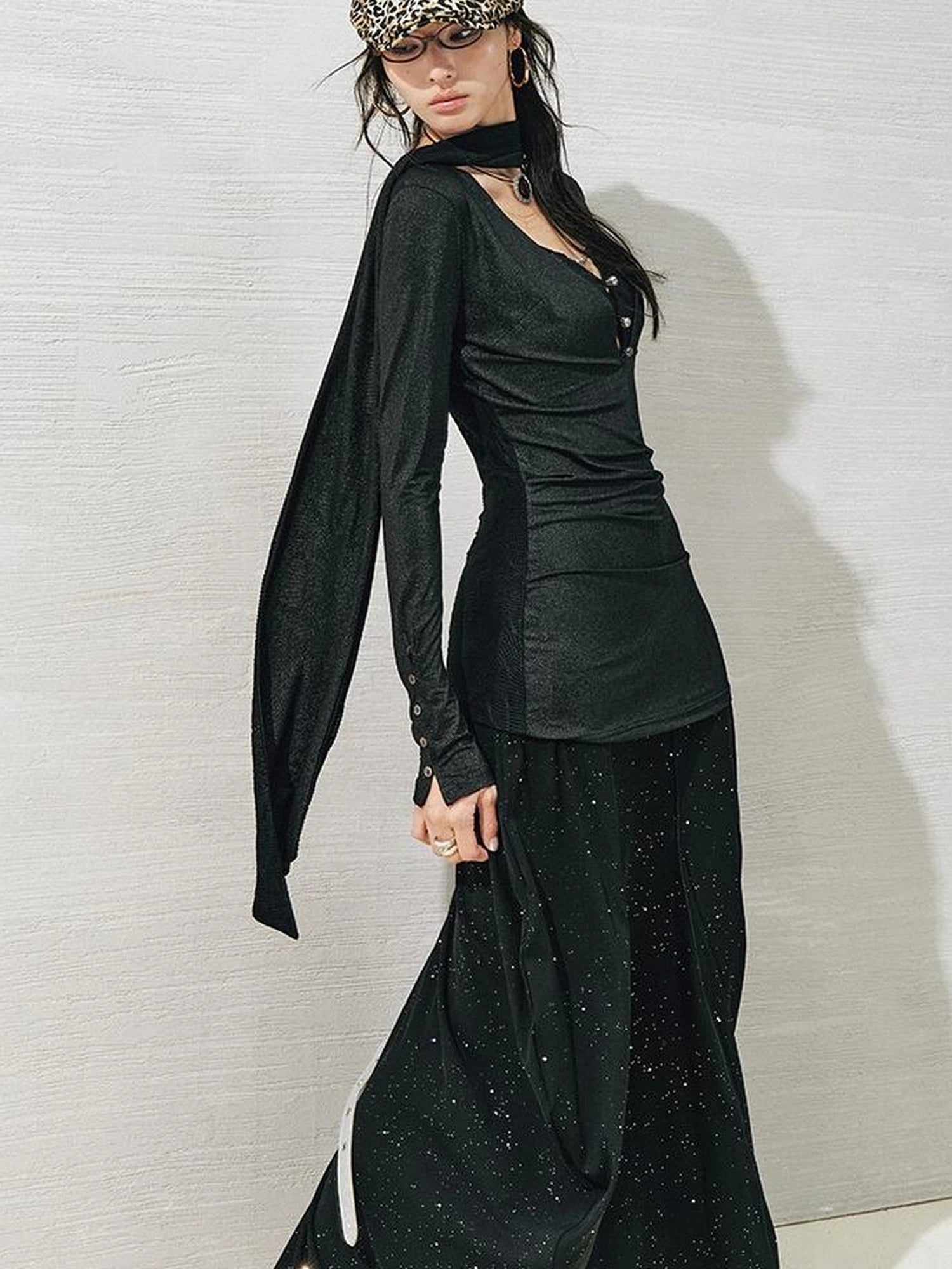 OfAkiva V-neck T-shirt Long Sleeve Relaxed Two Piece Dress