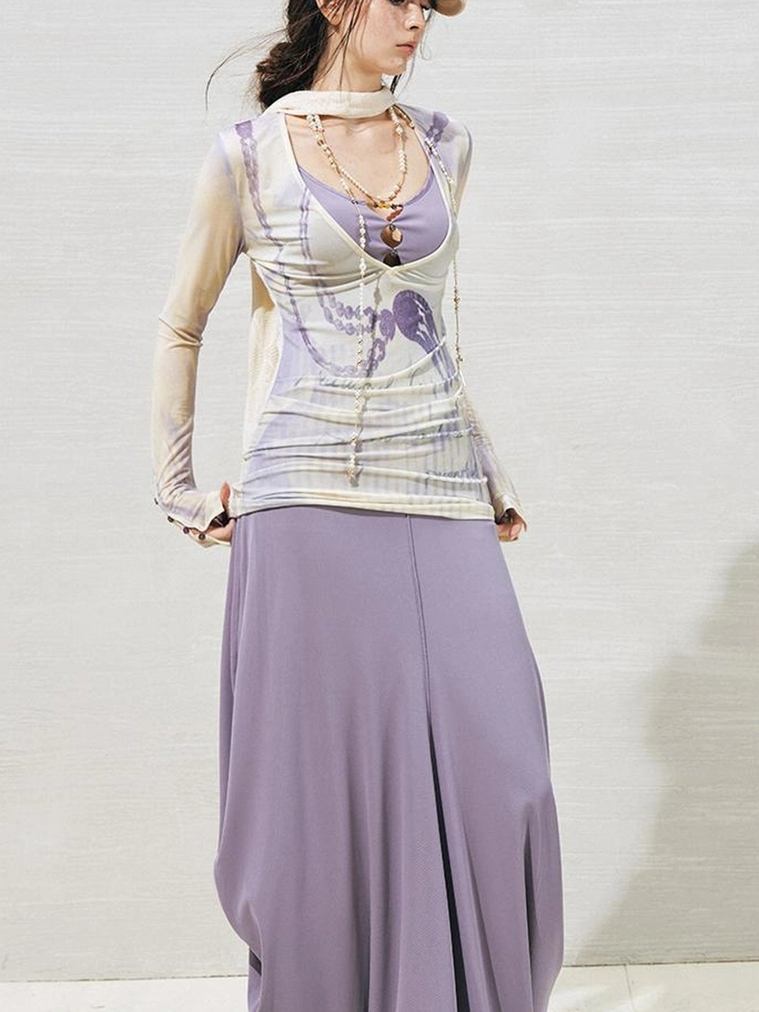 OfAkiva V-neck T-shirt Long Sleeve Relaxed Two Piece Dress