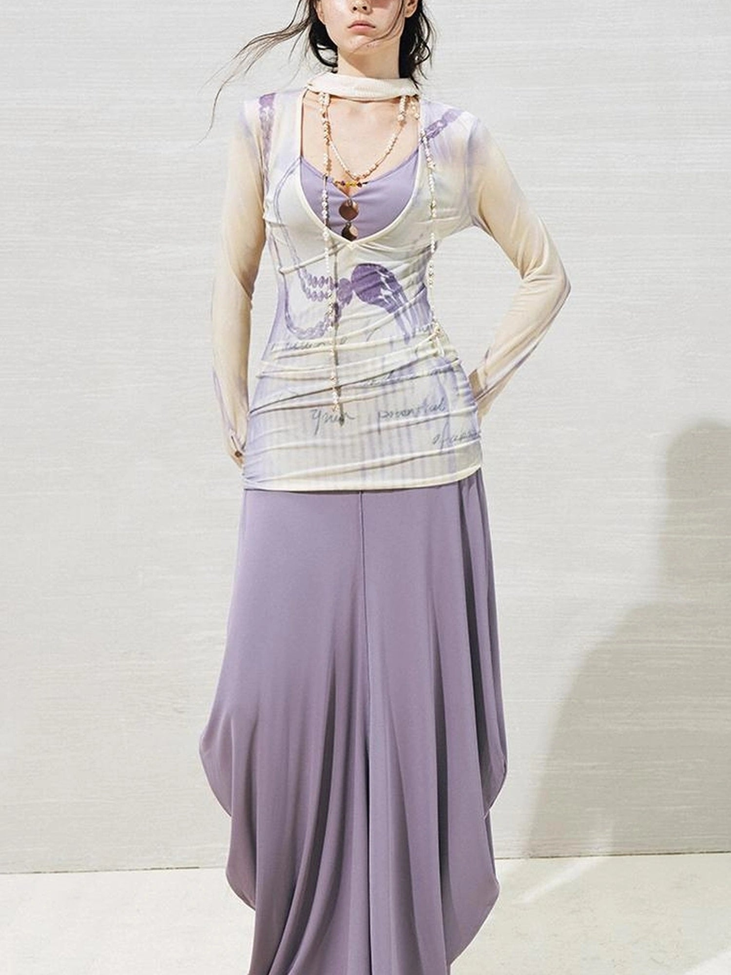 OfAkiva V-neck T-shirt Long Sleeve Relaxed Two Piece Dress