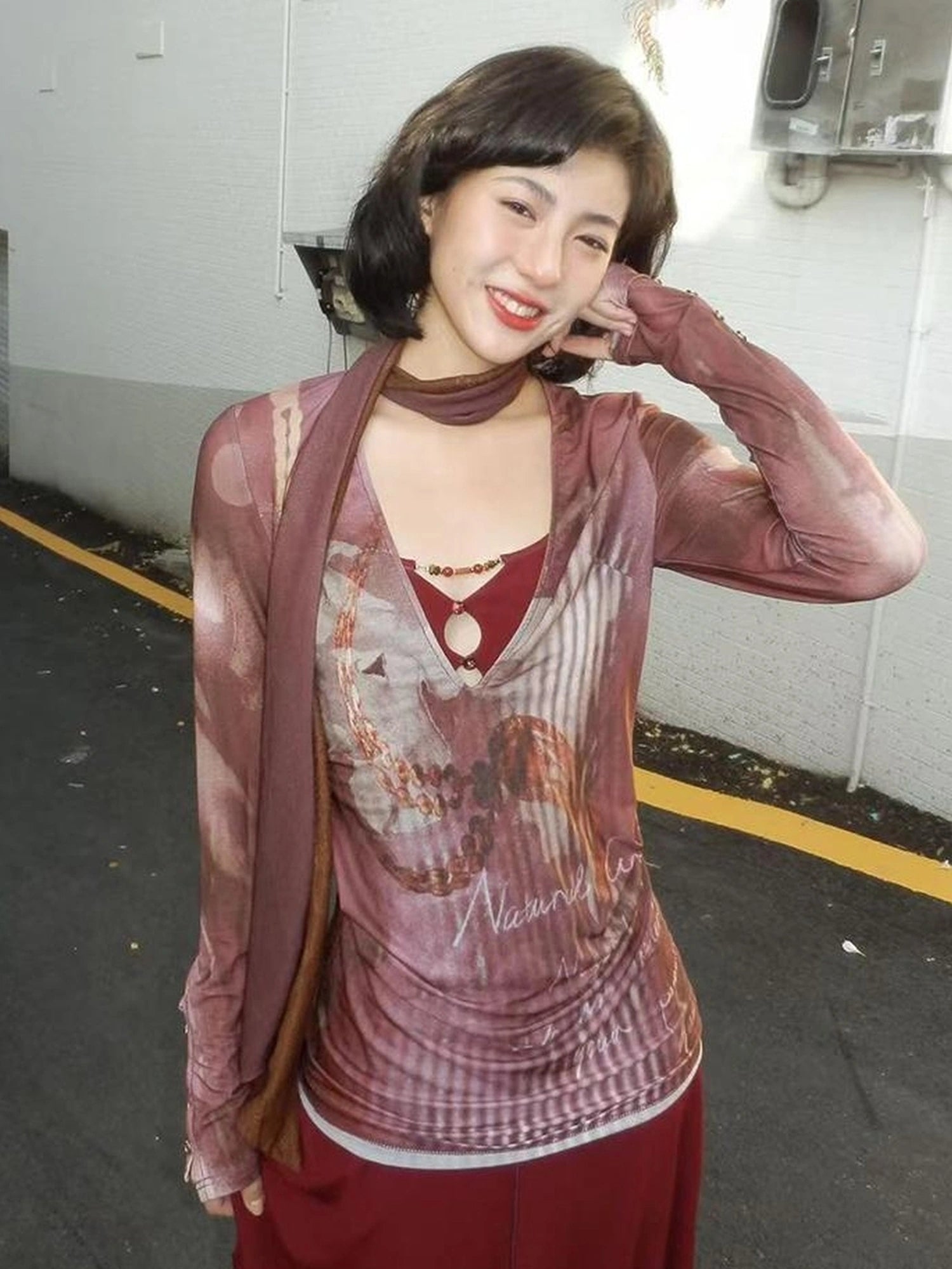 OfAkiva V-neck T-shirt Long Sleeve Relaxed Two Piece Dress