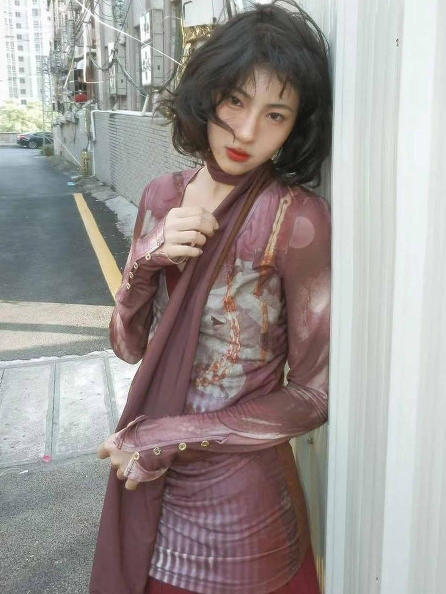 OfAkiva V-neck T-shirt Long Sleeve Relaxed Two Piece Dress