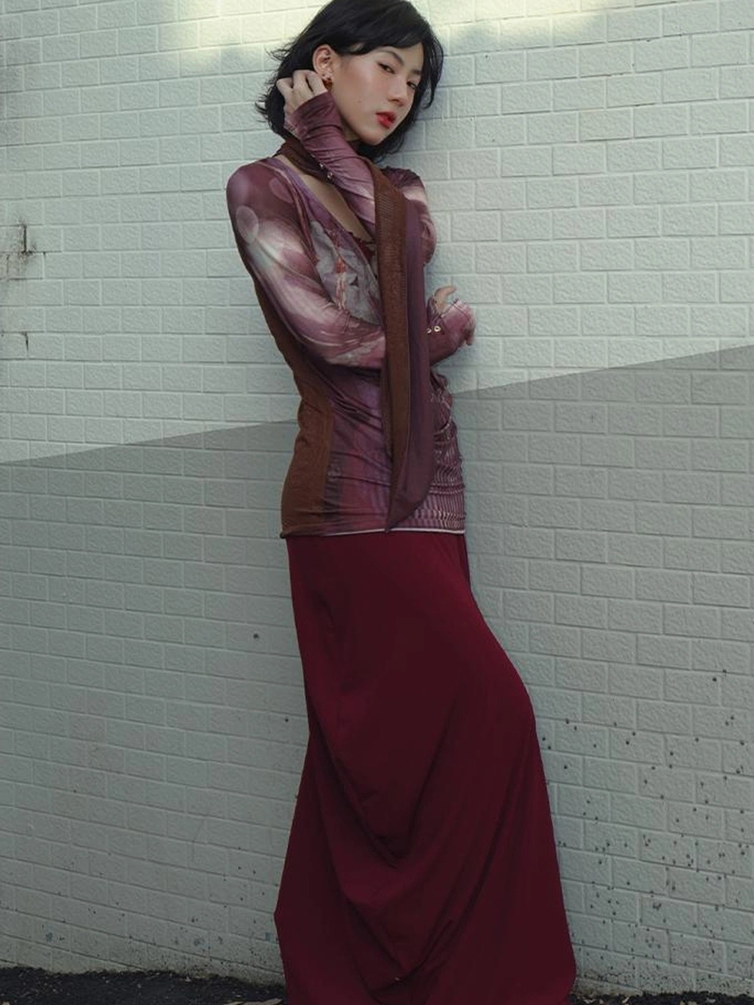 OfAkiva V-neck T-shirt Long Sleeve Relaxed Two Piece Dress