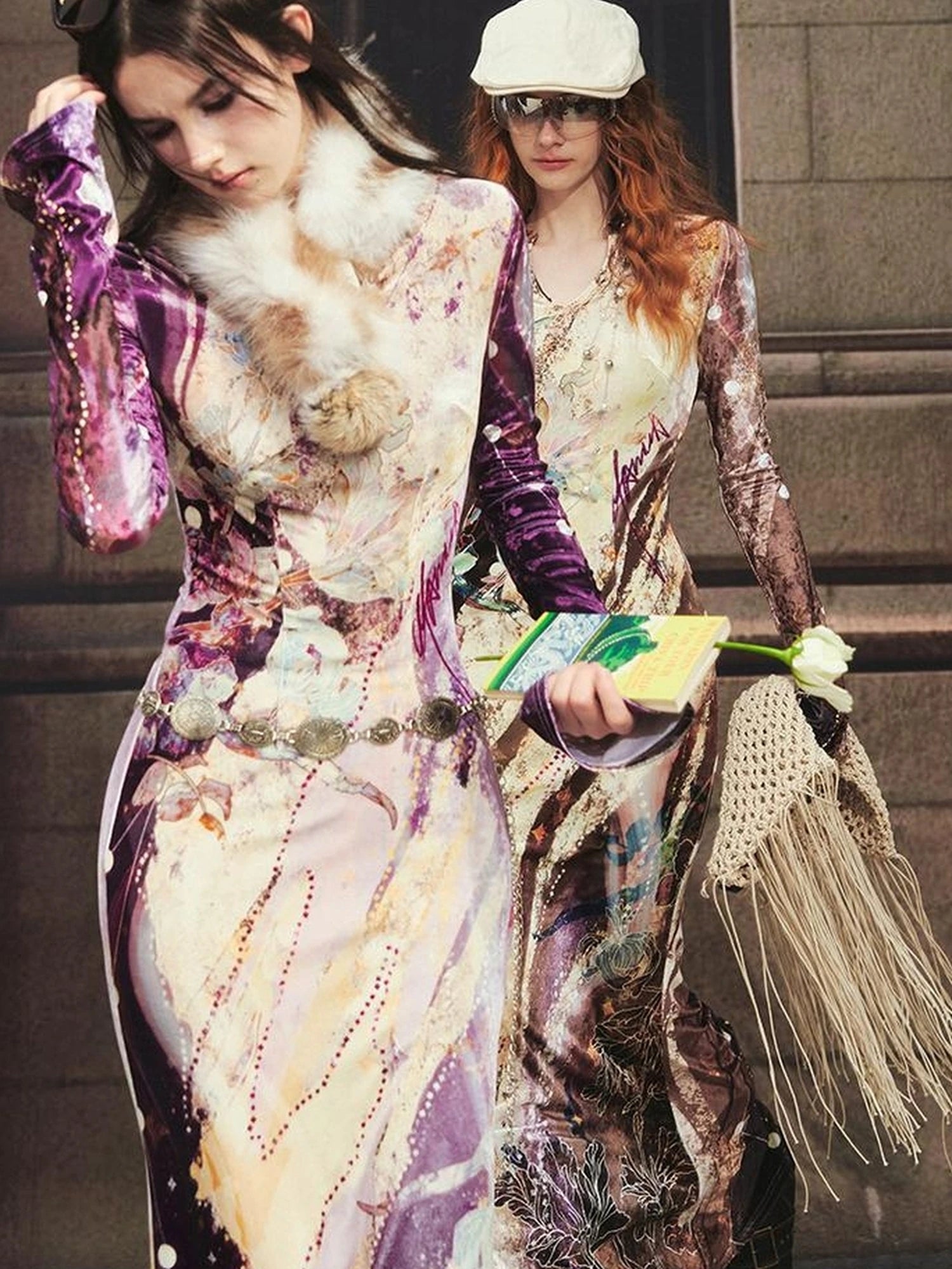 OfAkiva Velvet Floral V-Neck Mermaid Gown