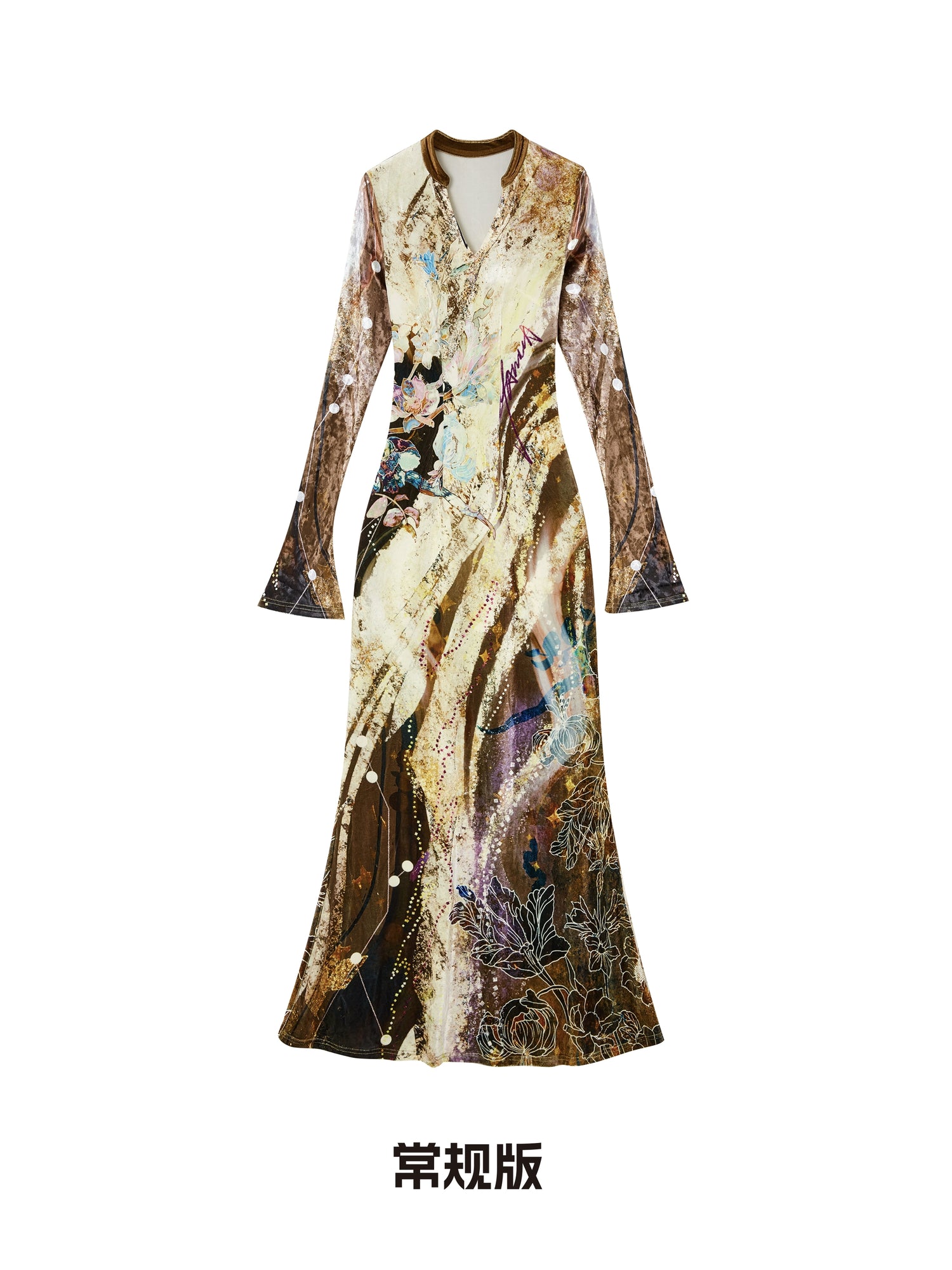 OfAkiva_Velvet_Floral_V-Neck_Mermaid_Gown_MISSTT