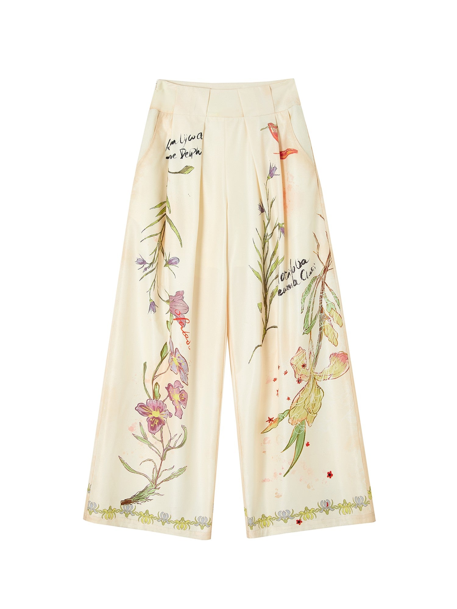 OfAkiva Vintage Hand Painted Botanical Floral High Waist Print Women&