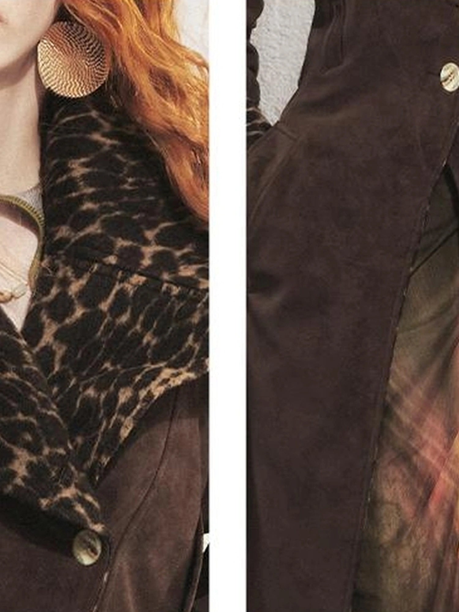 OfAkiva Vintage Inspired Leopard Print Suede Trench Coat