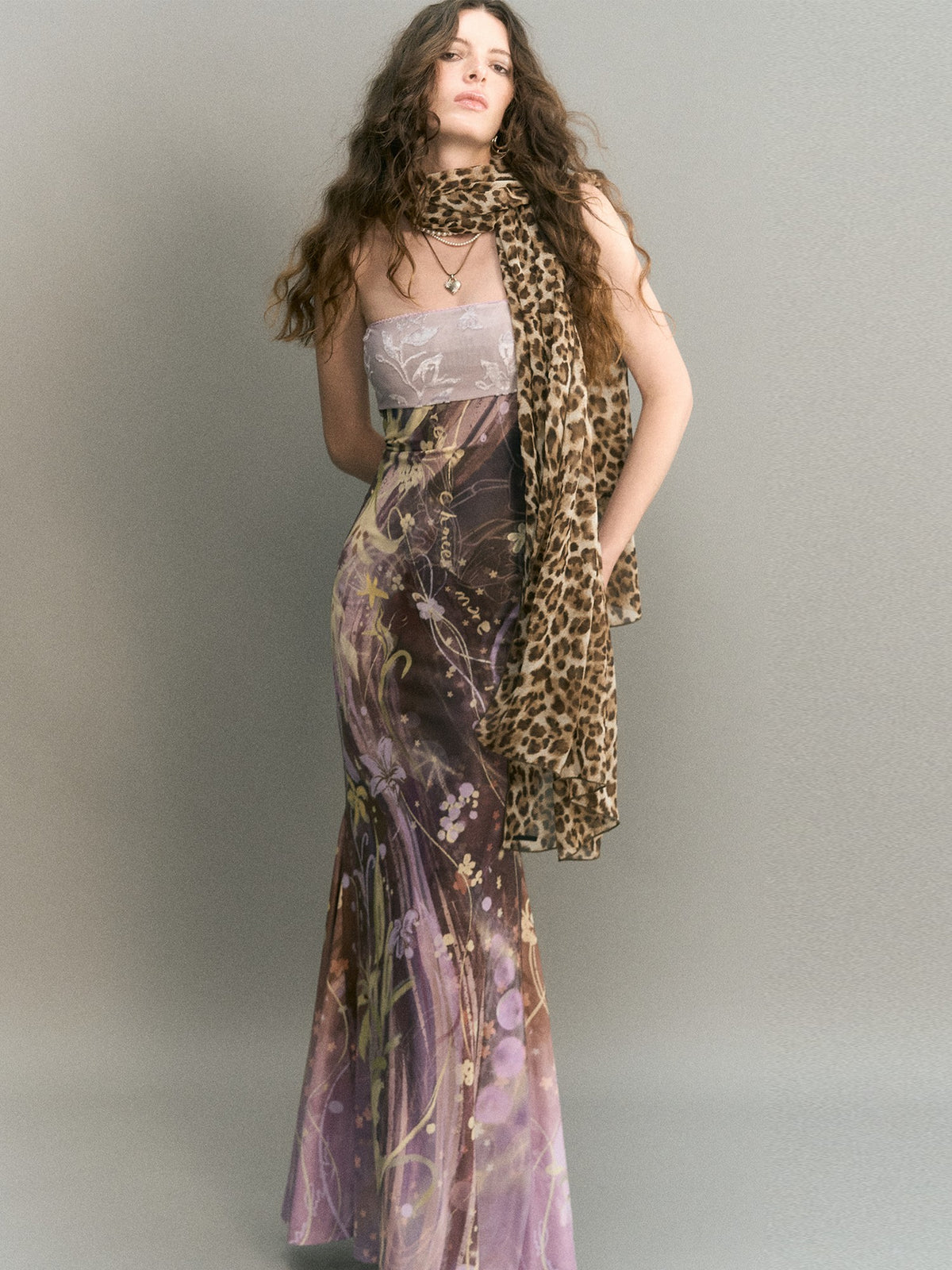 OfAkiva Vintage Print Strapless Two Piece Mermaid Women&