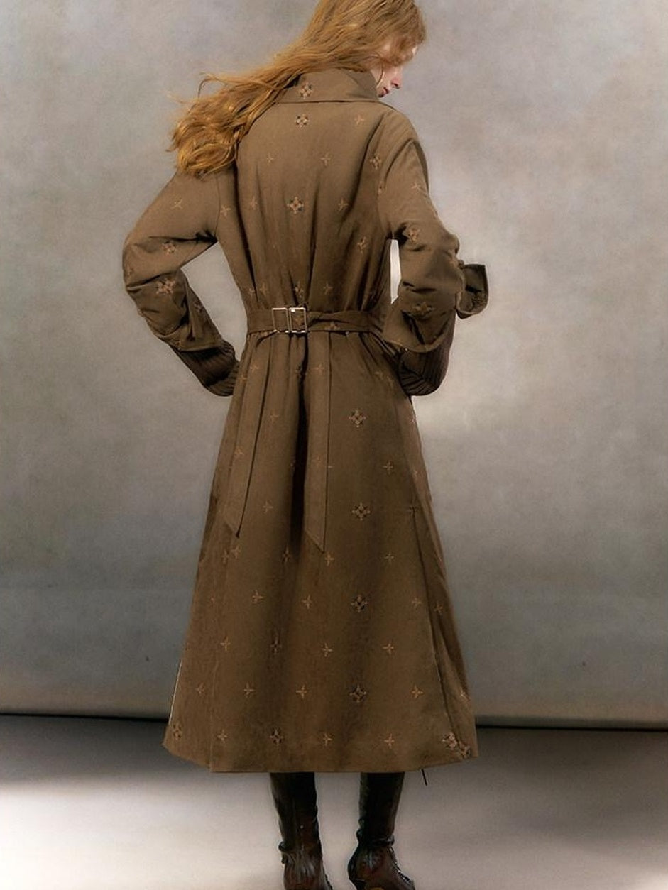 OfAkiva Warm Thick Hooded Fur Collar Vintage Straight Women Brown Single Breasted Coat