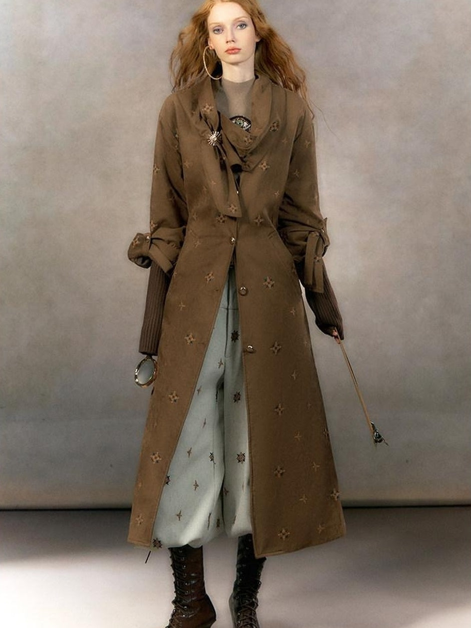 OfAkiva Warm Thick Hooded Fur Collar Vintage Straight Women Brown Single Breasted Coat