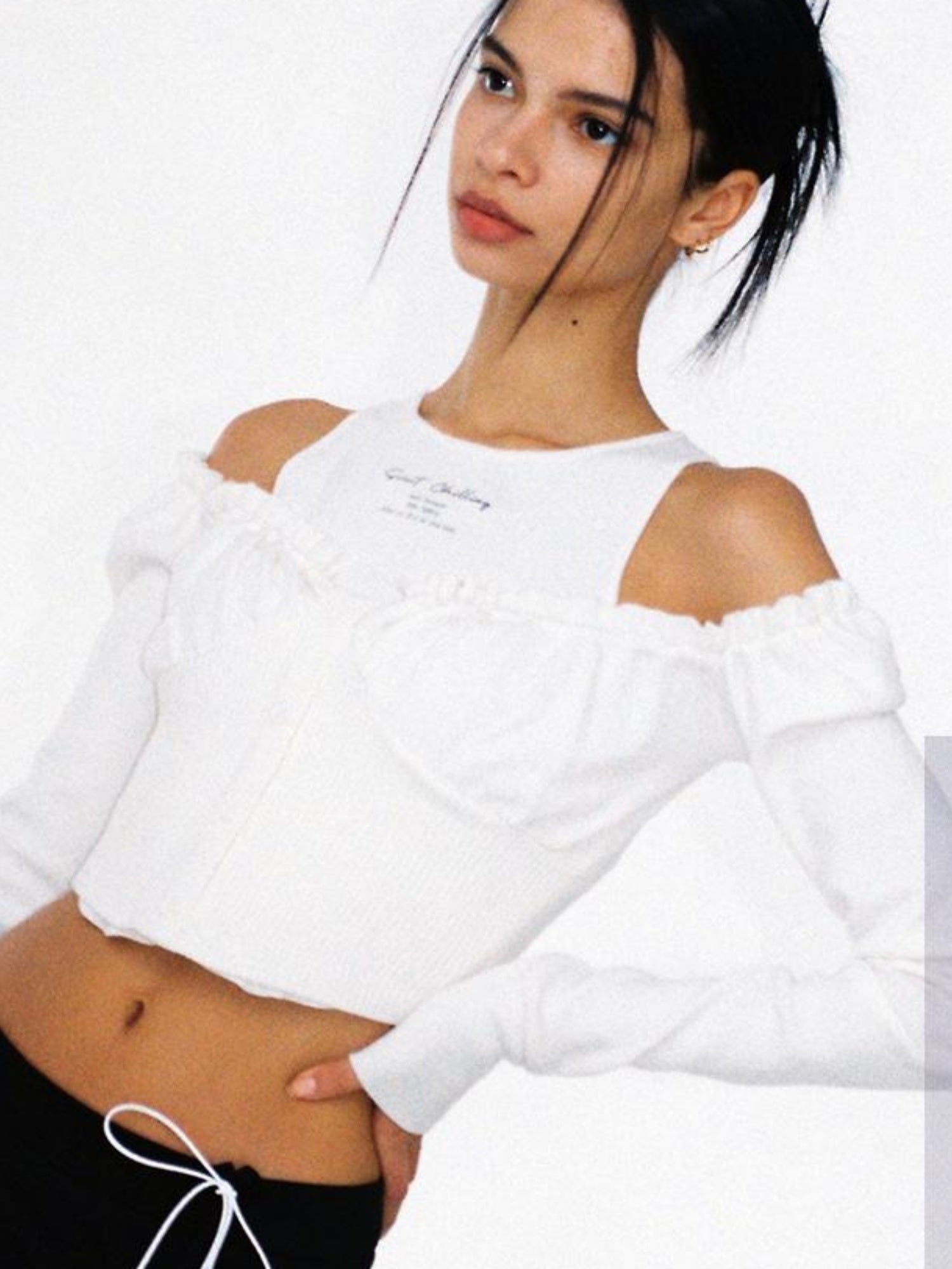 SweetChilling Off Shoulder Puff Sleeve Knit Top & Vest Set Women Sweaters