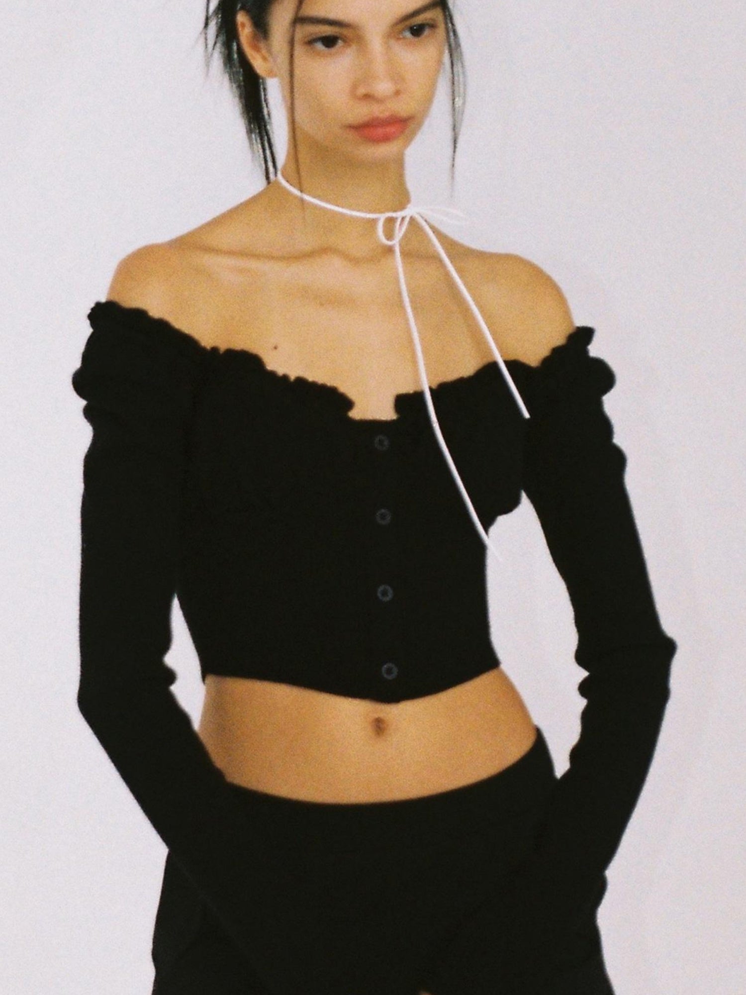 SweetChilling Off Shoulder Puff Sleeve Knit Top & Vest Set Women Sweaters