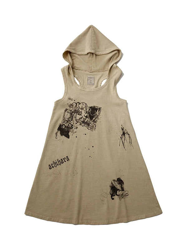 Oxidized Soap Flake A Line Hooded Sundress