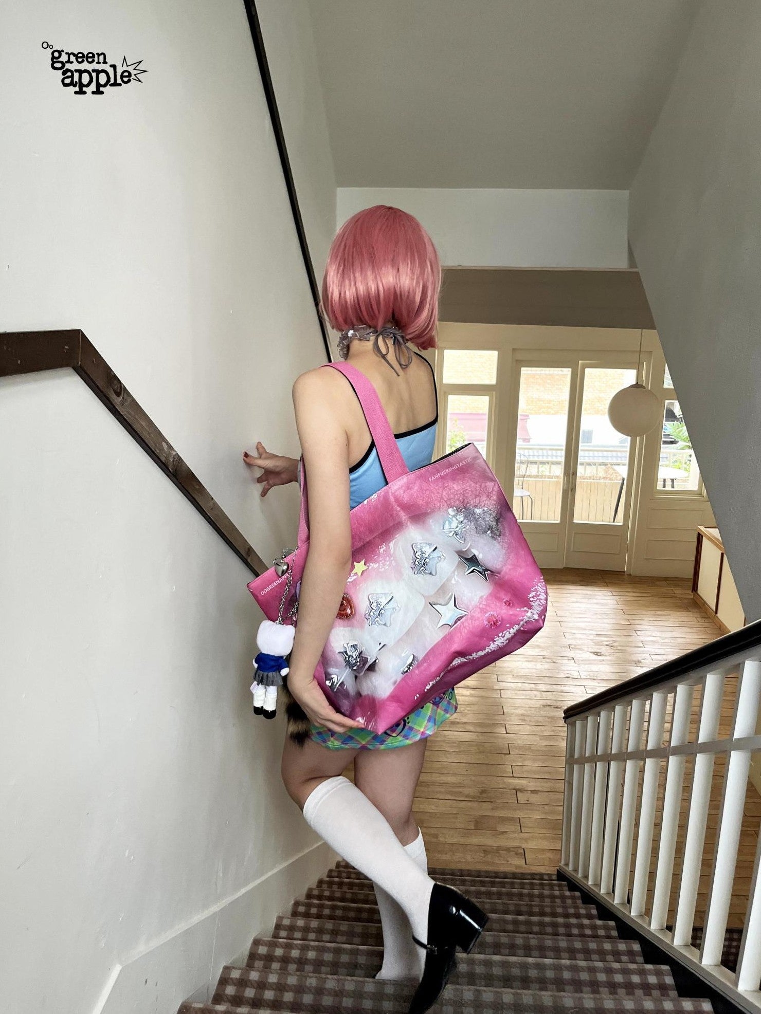 Oogreenapple Big Eye Rhinestone Print Single Strap Tote Women&