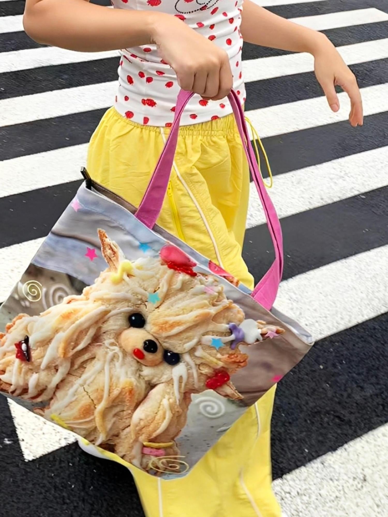 Oogreenapple Plaid Cookie Puppy Bear House Print Women&