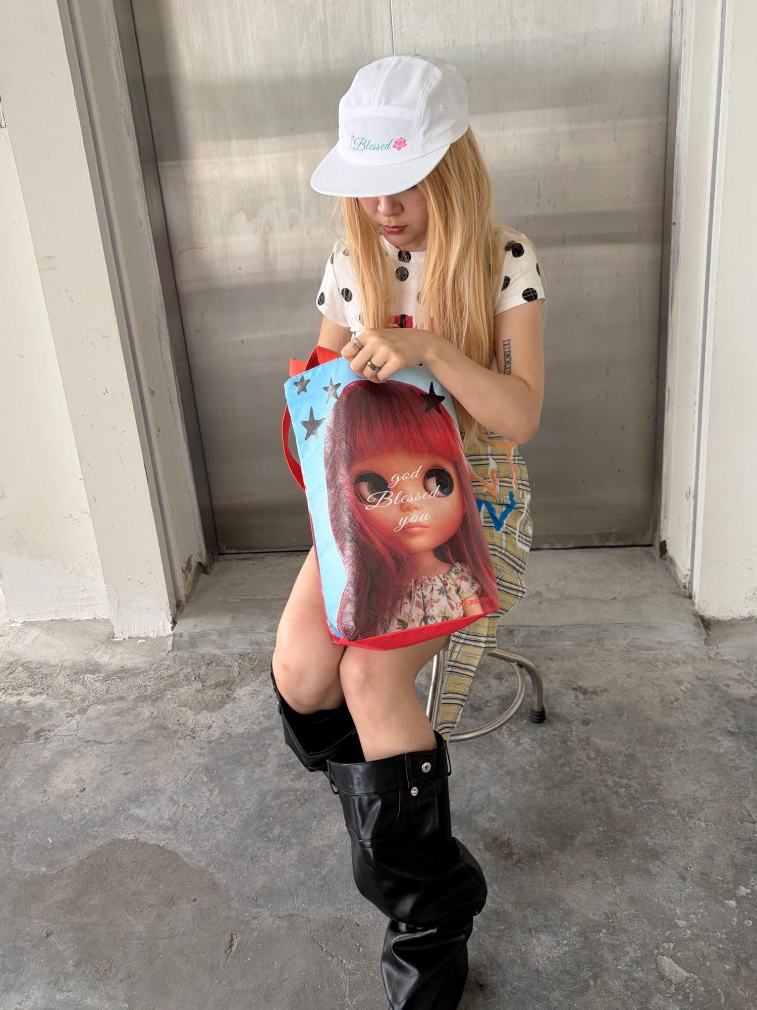 Oogreenapple Red Hair Doll Blue Sky Y2k Quirky Women&