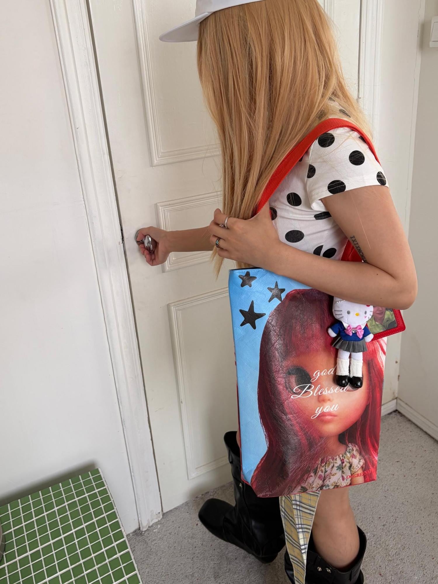 Oogreenapple Red Hair Doll Blue Sky Y2k Quirky Women&